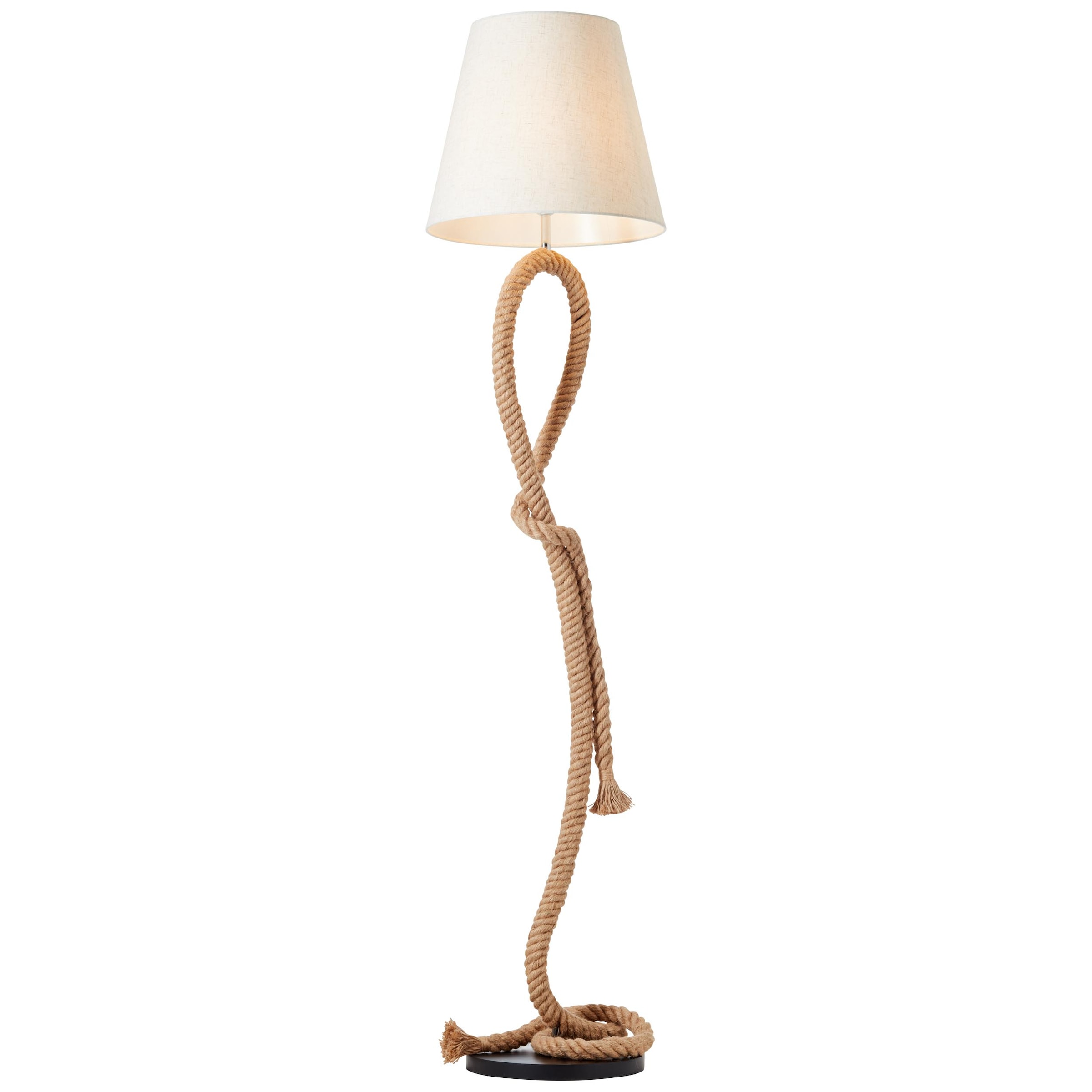 Brilliant Stehlampe »Sailor«, 1 flammig-flammig, 175 cm Höhe, Ø 40 cm, E27, Seil/Textil/Metall, natur/weiß