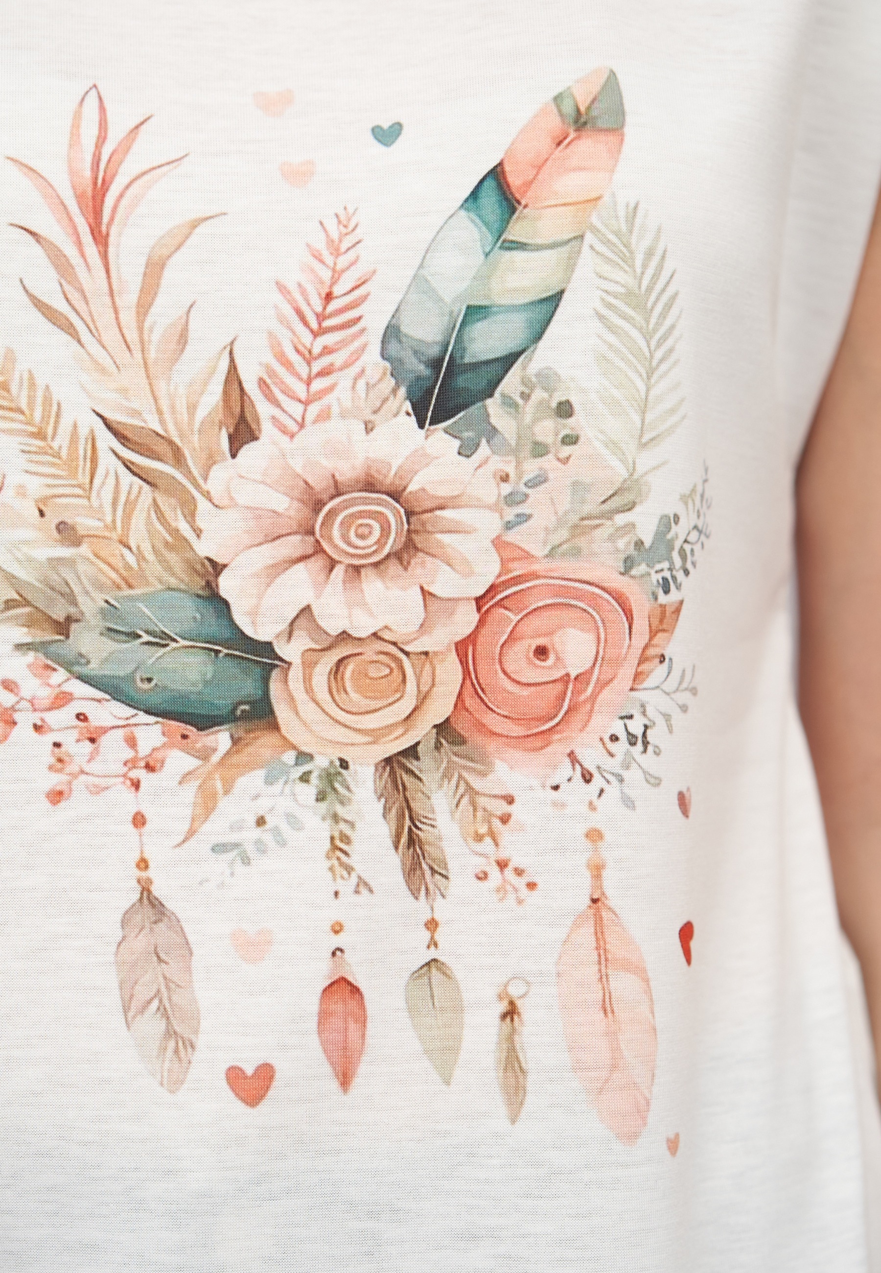 CLOUD 5IVE T-Shirt »CLOUD 5IVE Viskose T-Shirt mit Traumfänger-Blumen Print« 1 Stk.