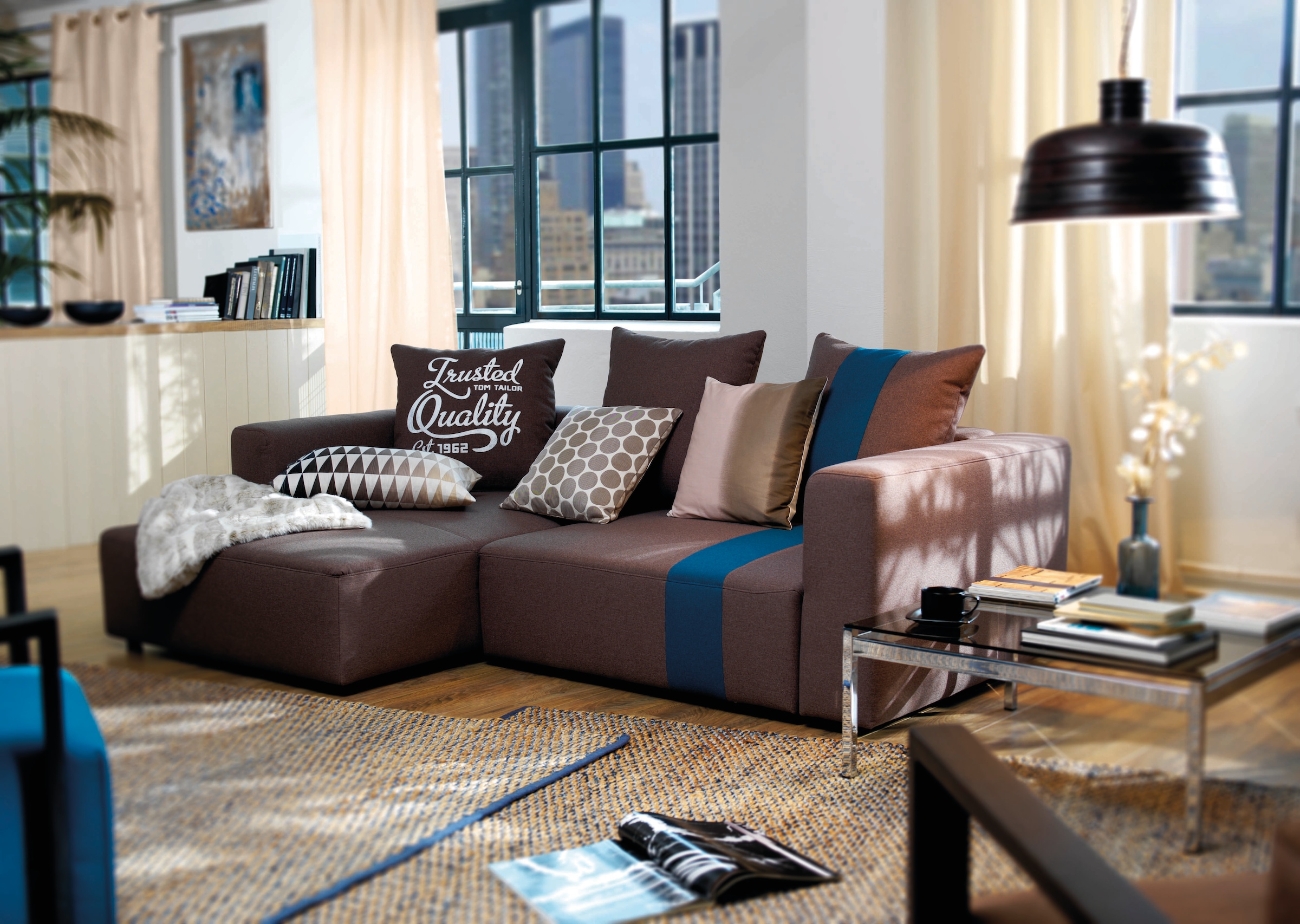 TOM TAILOR HOME Teppich »Braid«, rechteckig, 7 mm Höhe, Flachgewebe, handgewebt, Material: 70% Jute, 30% Baumwolle