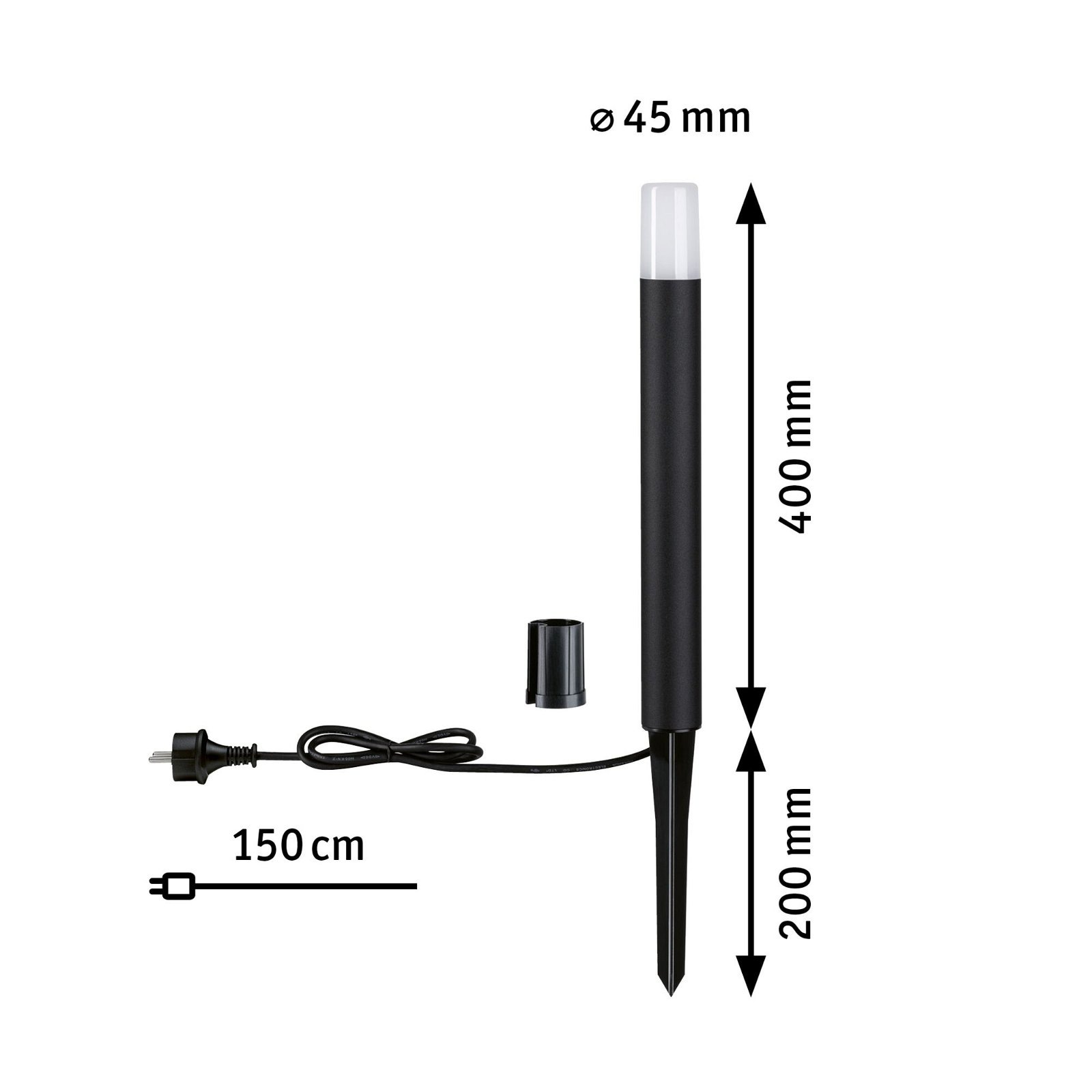 Paulmann LED Pollerleuchte »Flarea IP65 400mm 3000K 3,1W 280lm 230V Schwarz Aluminium«, 1 flammig