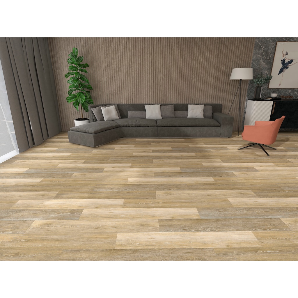 my home Vinylboden »Porto Natural Oak«, 12 Stück, Stärke 4 mm, 2,64 m², Klick-Vinyl, Trittschalldämmung