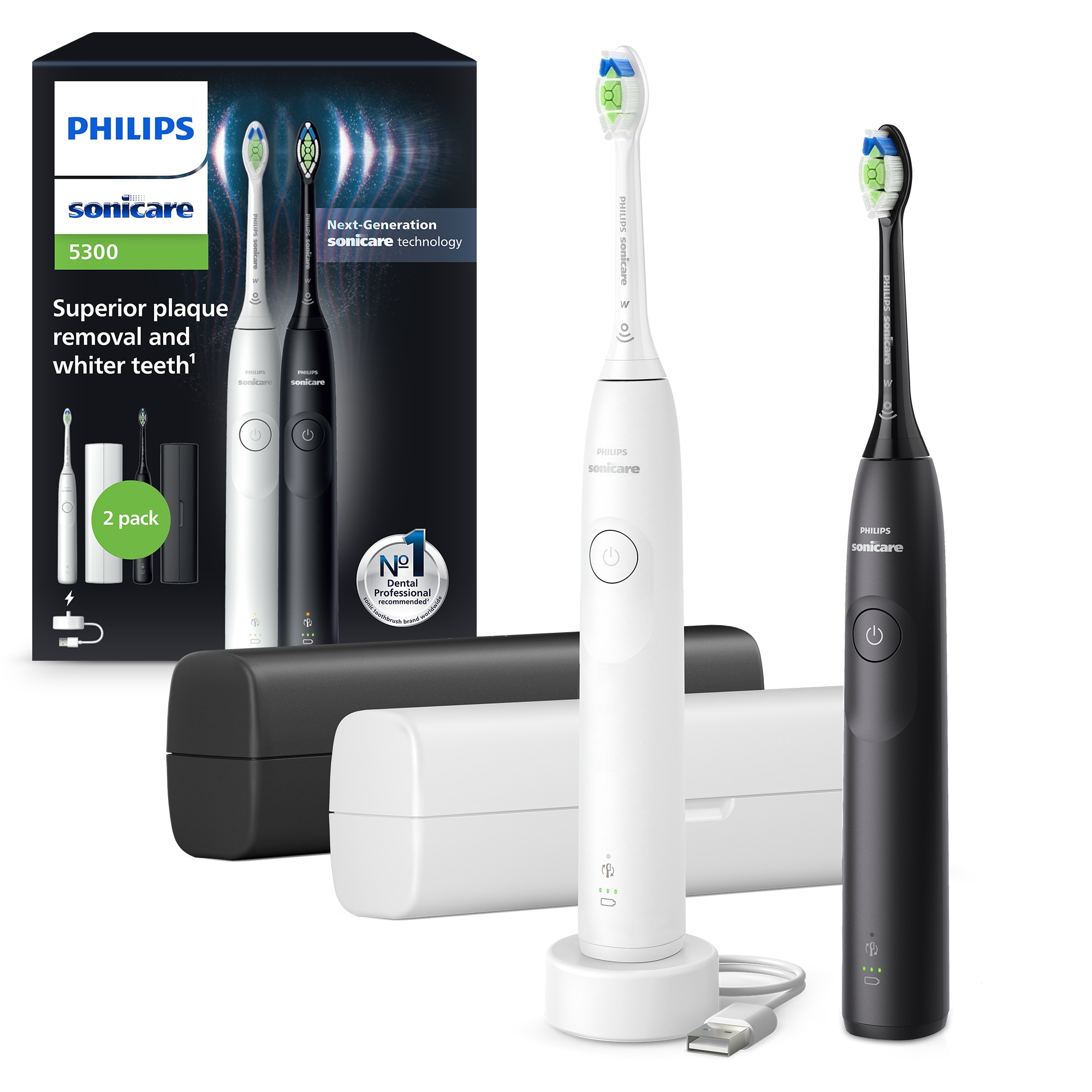 Philips Sonicare Elektrische Zahnbürste »Series 5300 HX7109/01«, 1 St. Aufsteckbürsten, mit Andruckkontrolle, 2 Intensitätsstufen, inkl. Ladegerät