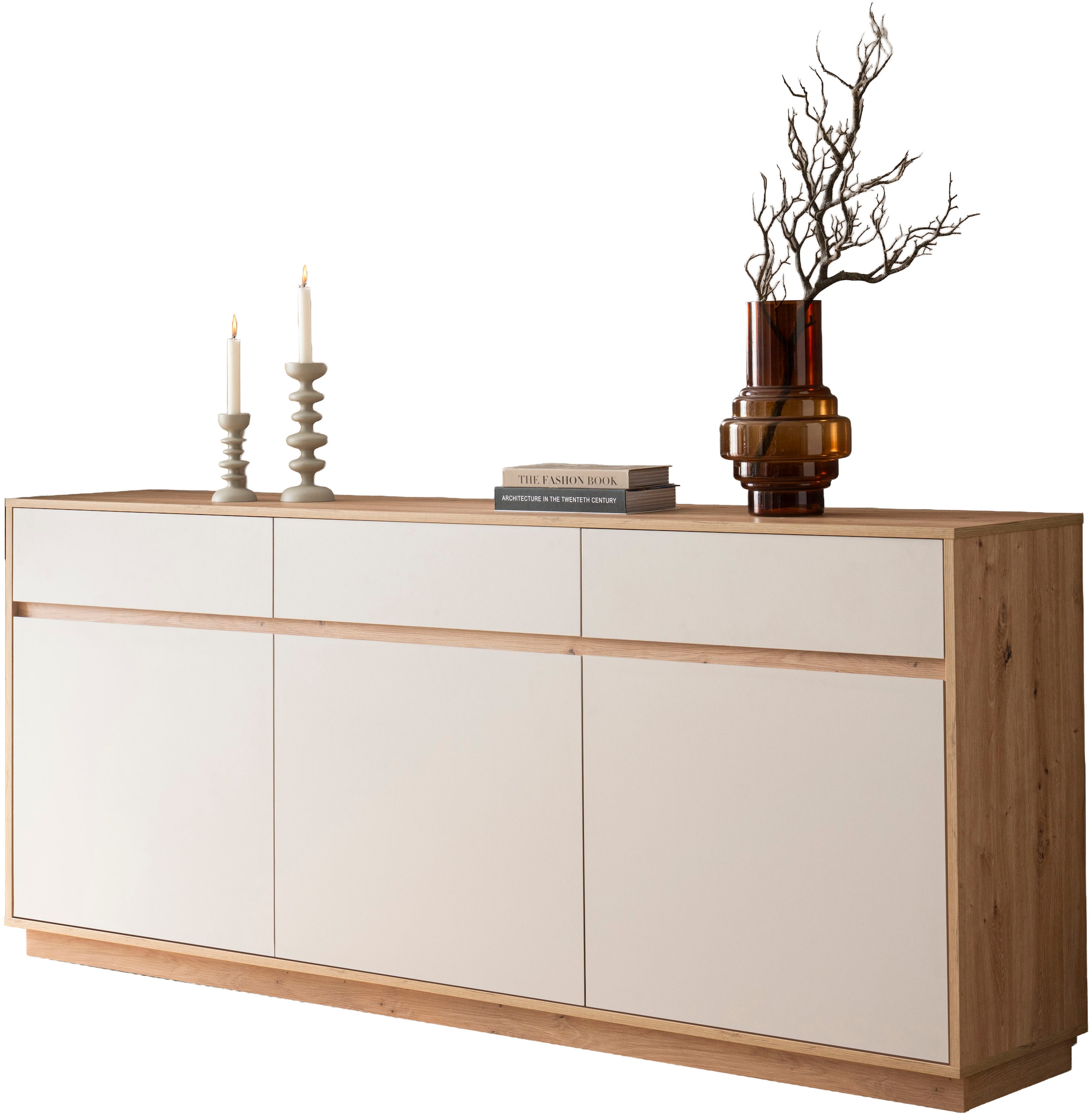 Home affaire Sideboard »Sonora, moderner Schrank, Kommode in Eiche Artisan, 202 cm breit« filigrane Rahmenoptik, ausreichend Stauraum, vielseitig einsetzbar