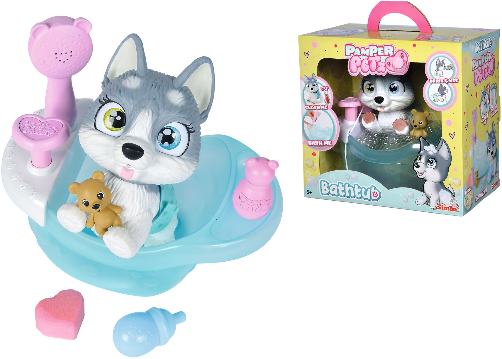 SIMBA Spielfigur »Pamper Petz Husky«, mit Badewanne