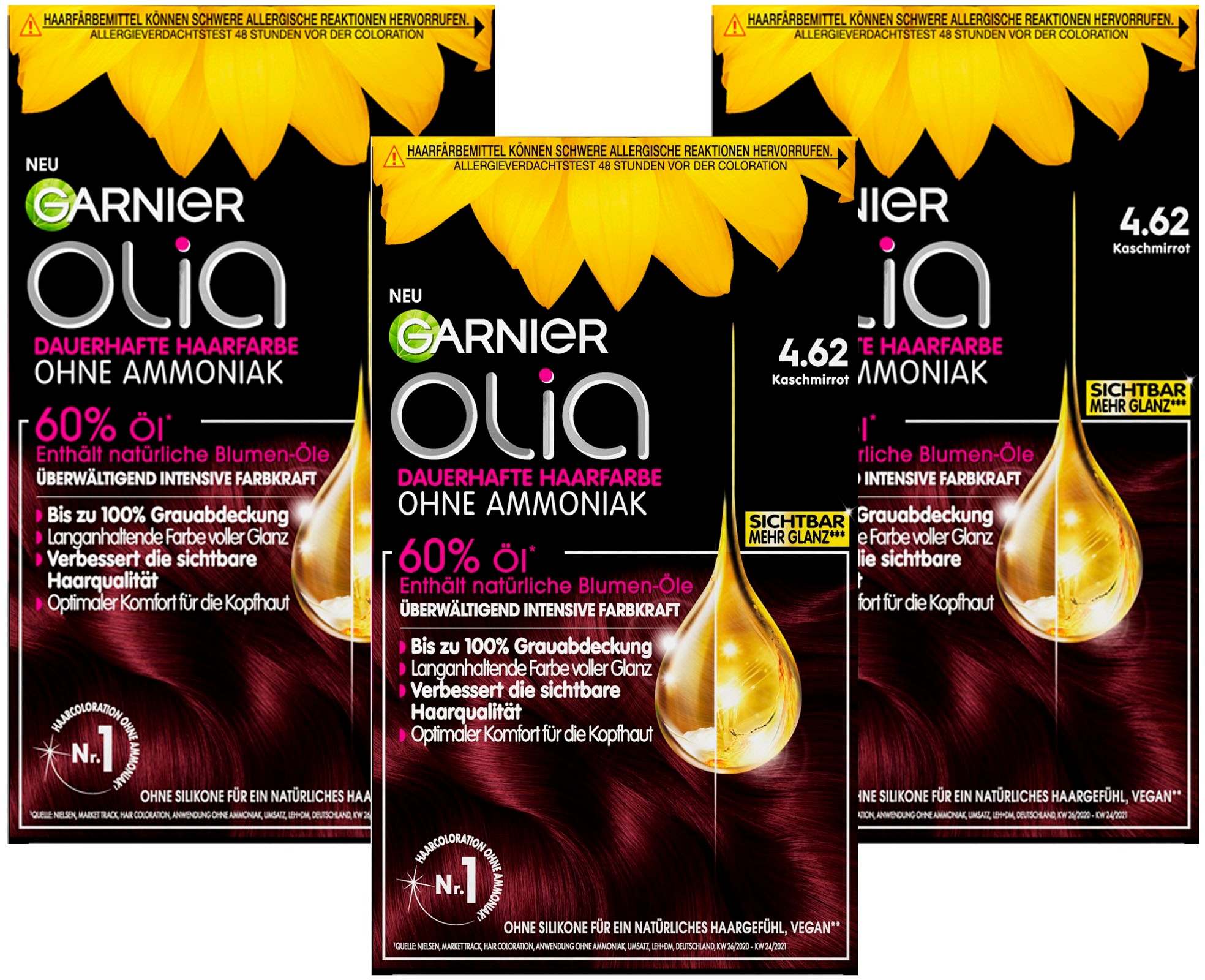 GARNIER Coloration »Garnier Olia dauerhafte Haarfarbe«, (Set, 3 tlg.),  Ölbasis im Online-Shop bestellen