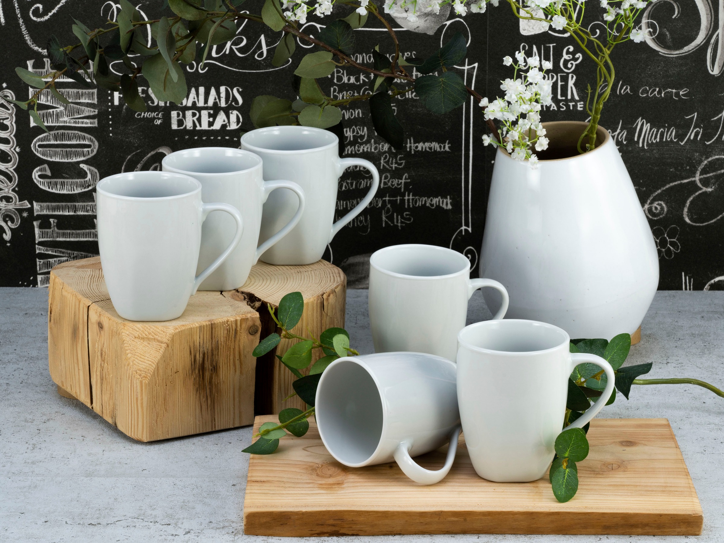 CreaTable Becher »Square Weiss«, (Set, 6 tlg.), (Kaffee-/Teebecher), 300 ml, 6-teilig