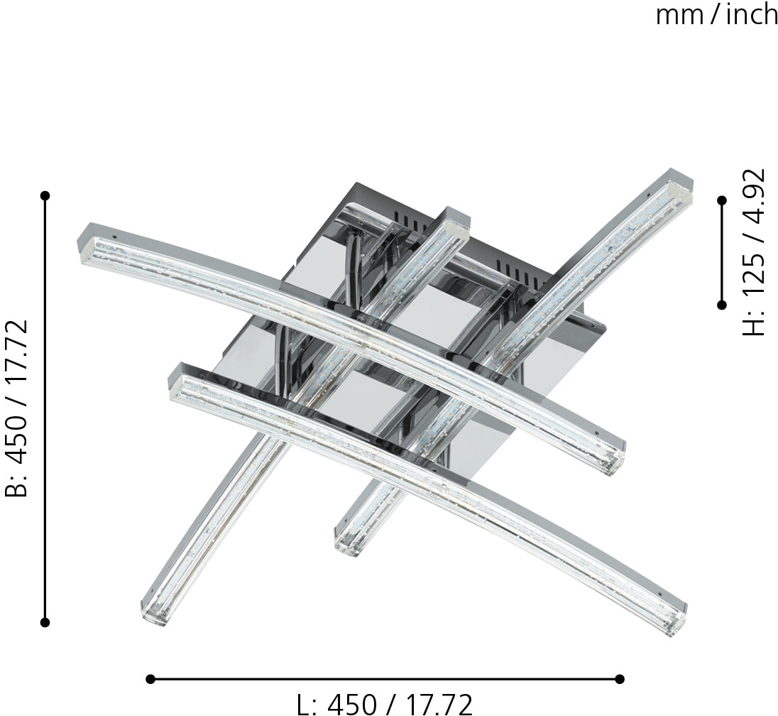 EGLO LED Deckenleuchte »PERTINI«, 4 flammig-flammig, Deckenlampe, Flurlampe Decke in Chrom und Transparent