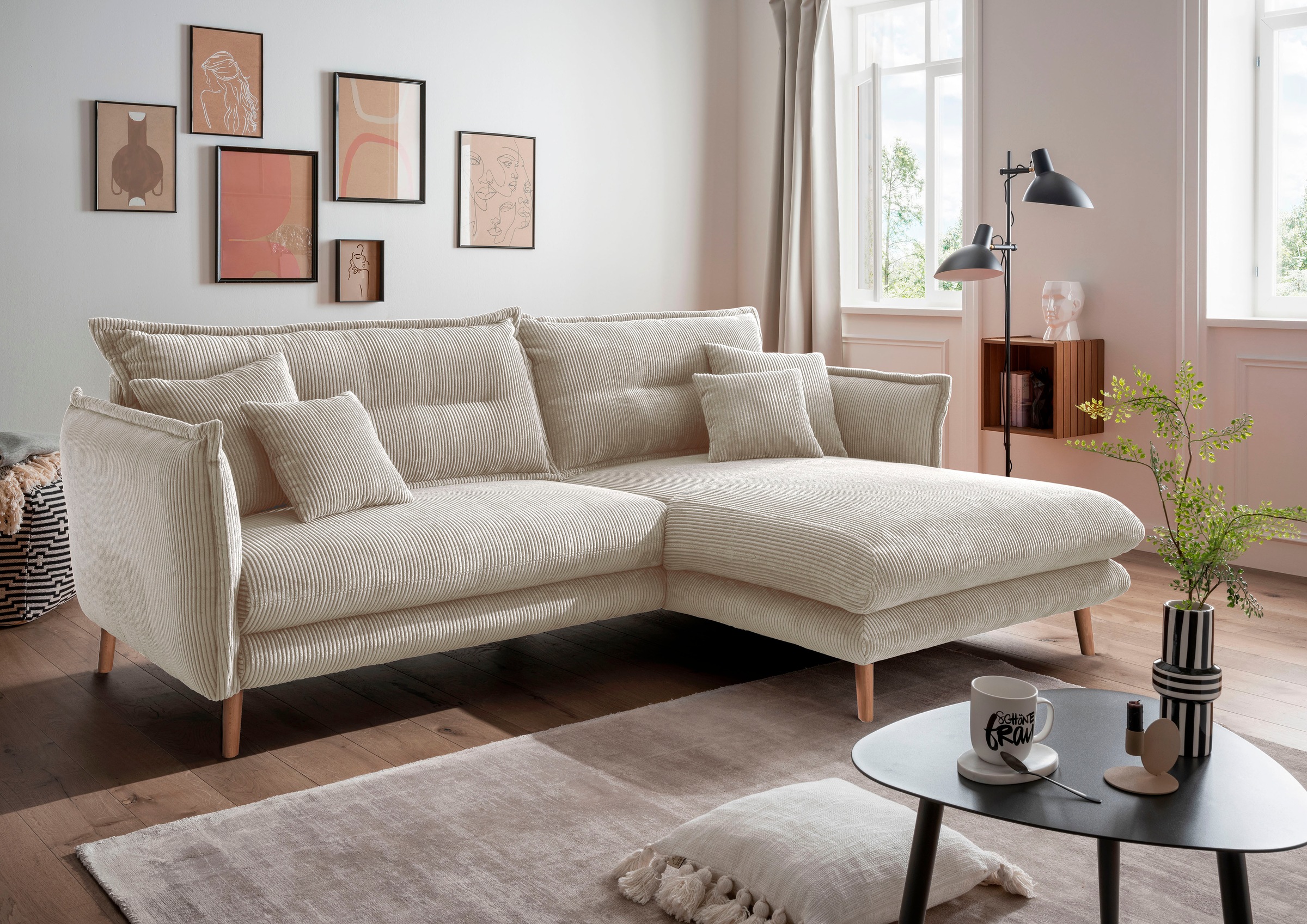 INOSIGN Ecksofa »Lazio modern und bequem, schmale Armlehnen, tolle Detailve günstig online kaufen