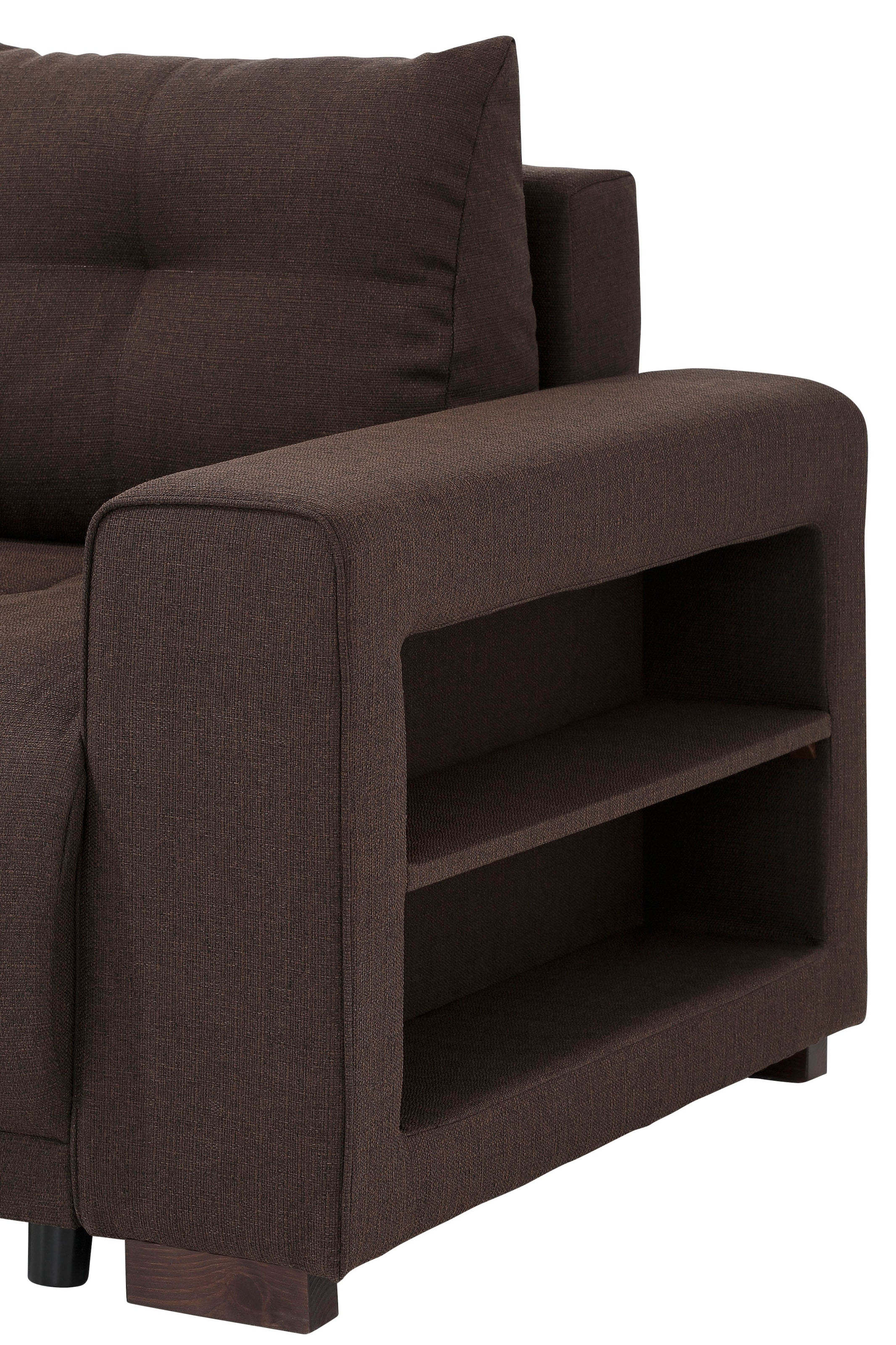 Home affaire Ecksofa »Viborg L-Form« mit Regal in der Armlehne, wahlweise mit Bettfunktion