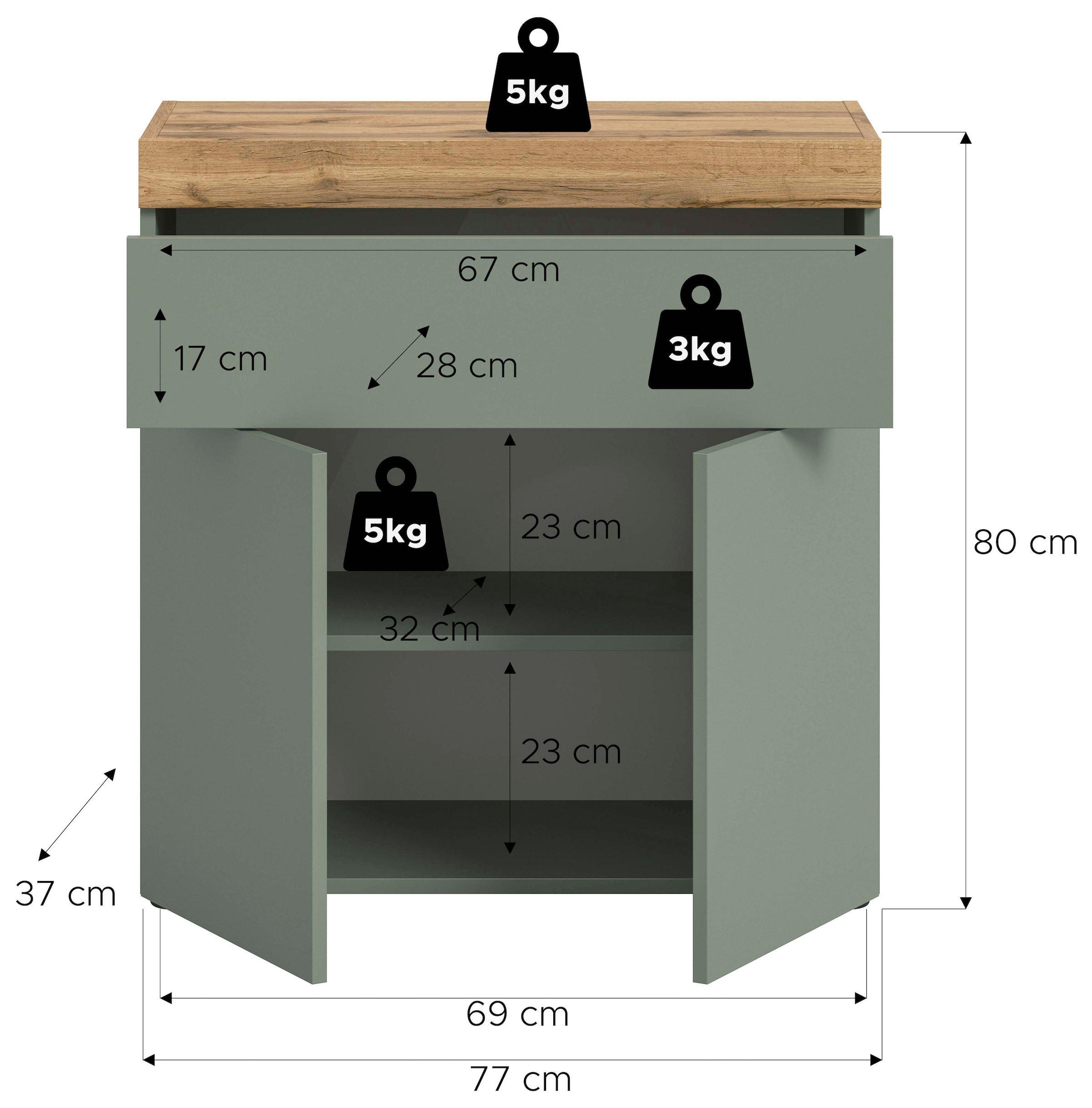 OTTO home Kommode »MAMBO, Breite 77 cm, Höhe 80 cm« 1 Stk. tlg. Kommode, Anrichte, Wohnzimmer, Schlafzimmer