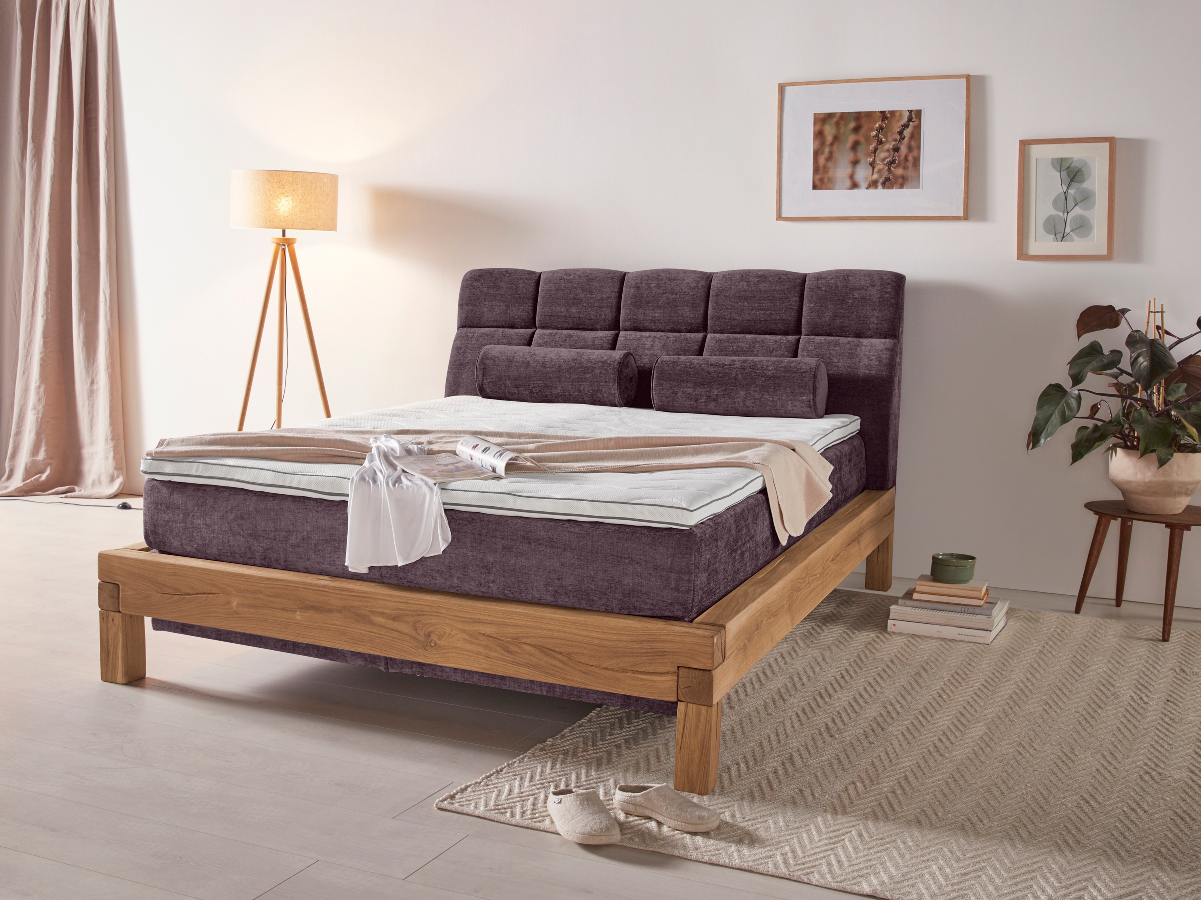 Home affaire Boxspringbett »Villads«, Liegefläche: 160/200 cm aus Balkeneiche, Inside-Boxspring-Unterbau