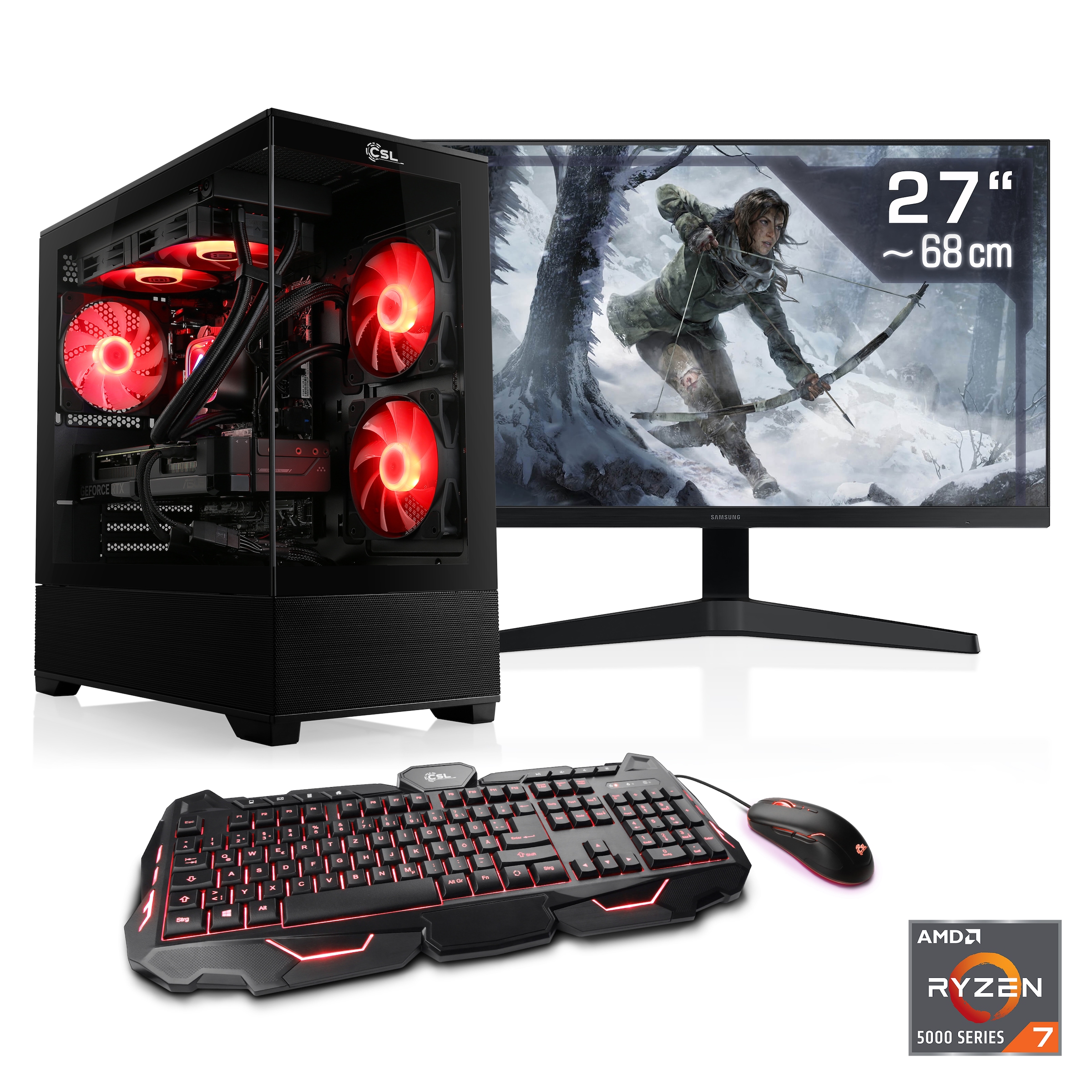 CSL Gaming-PC-Komplettsystem »AeroVision V24420« 27 ″ AMD Ryzen 7 Radeon RX 9070 XT 64 GB RAM 2.000 GB SSD