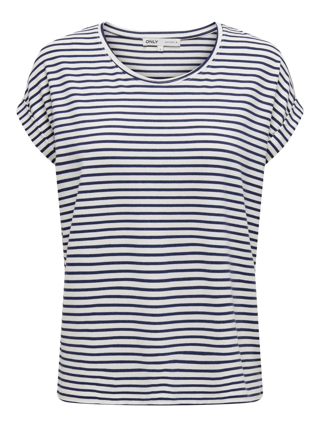 ONLY Kurzarmshirt »ONLMOSTER STRIPE S/S O-NECK TOP JRS NOOS« gestreift, lässig geschnitten, Jersey, Rundhals, Viskosemischung