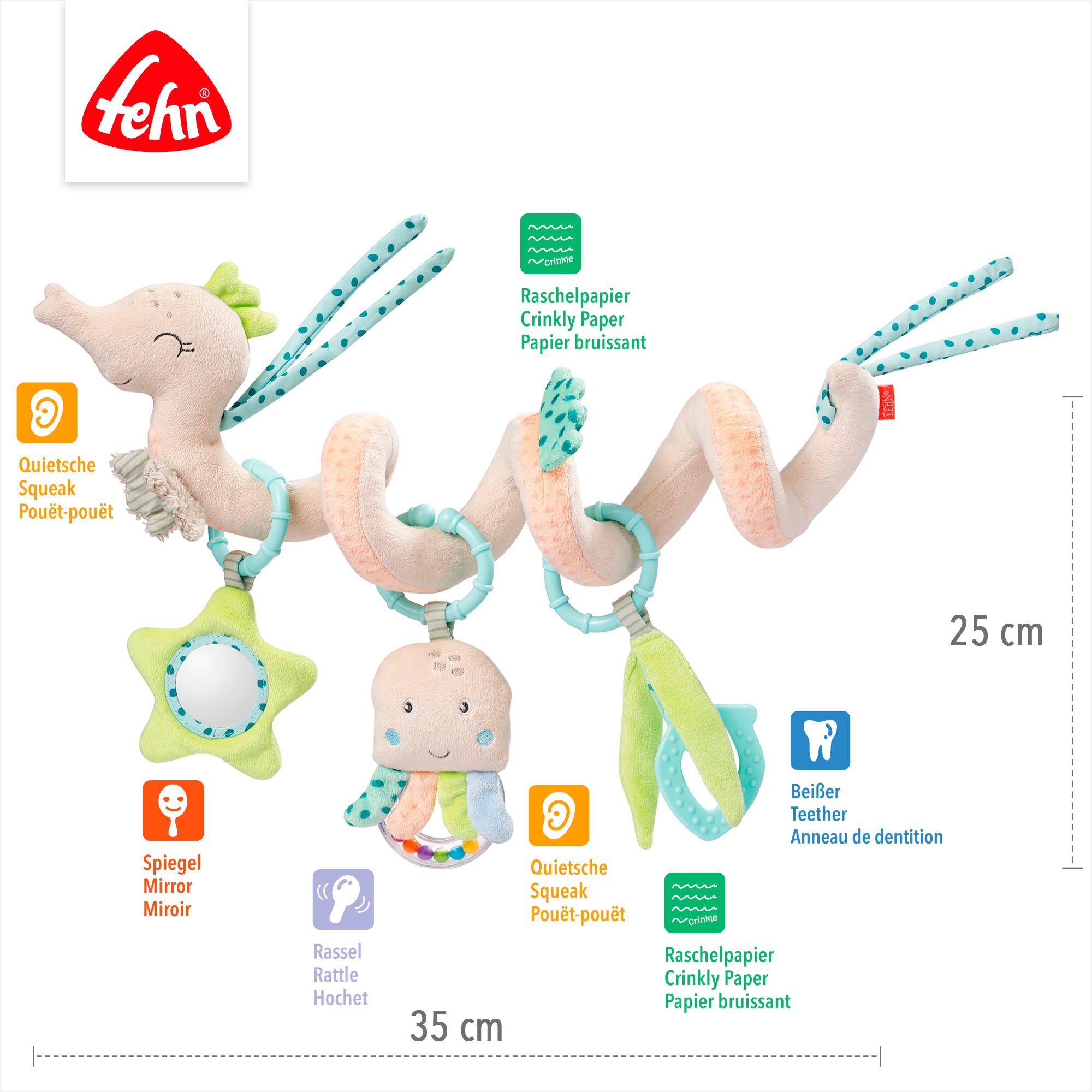 Fehn Greifspielzeug »Meereskinder, Activity-Spirale Seepferd«