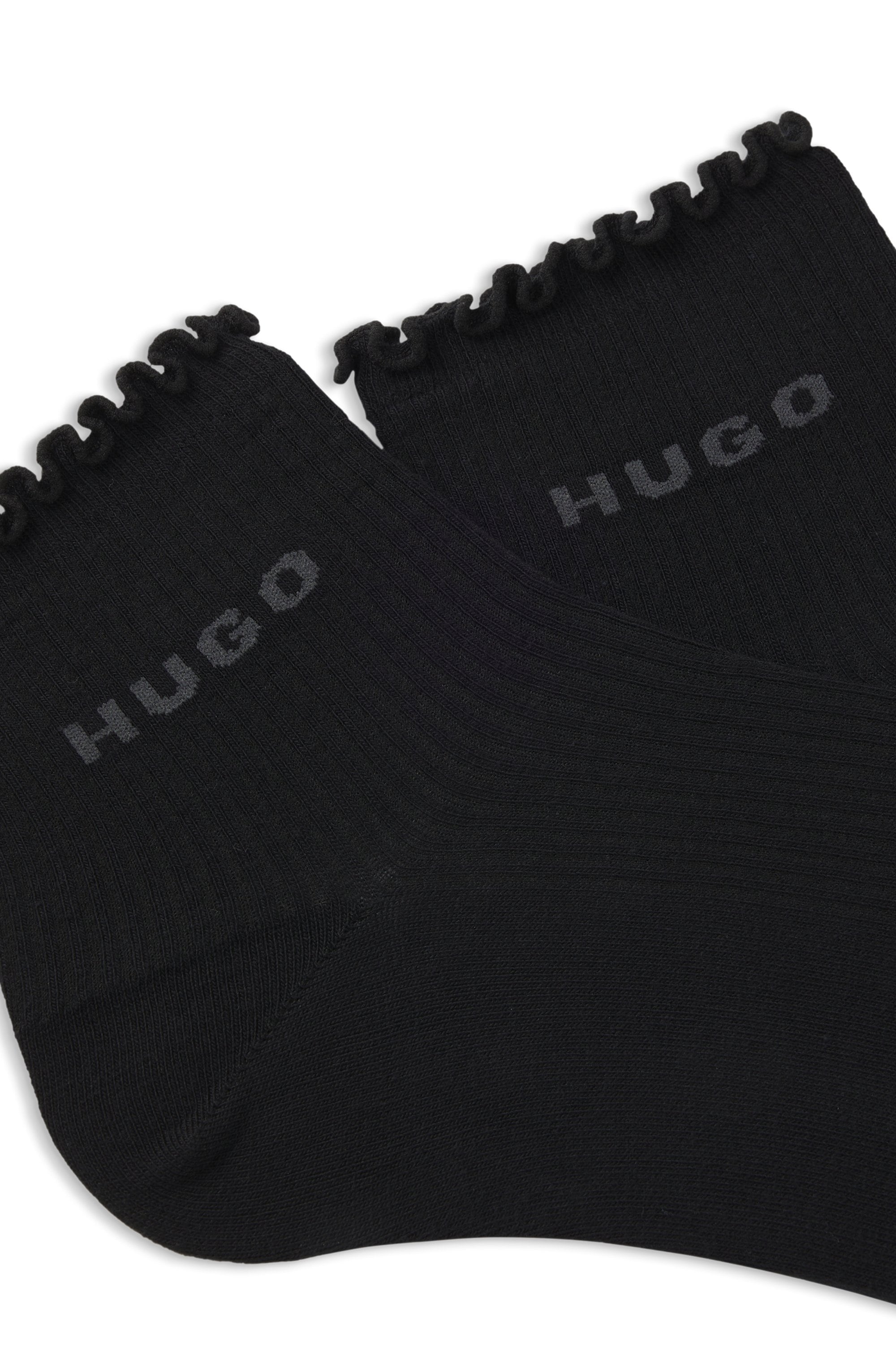 HUGO Underwear Kurzsocken mit gewellter Kante, Rippstruktur