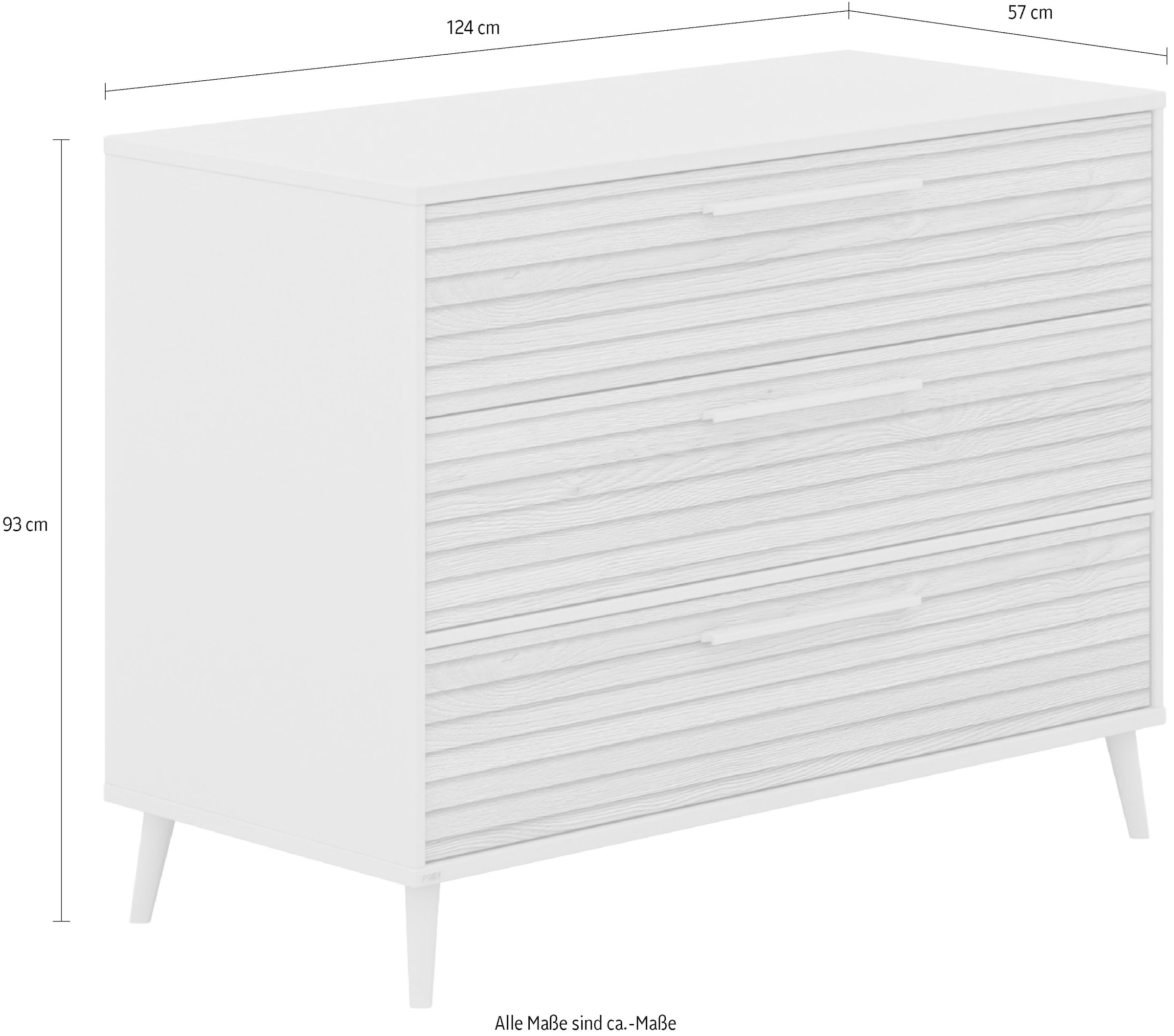 PAIDI Wickelkommode »EEFJE Kommode in modernem Design, Cashmere-Beige mit Groovy-Oak«, bis 50 kg, in verschiedenen Breiten und Ausführungen, 124 cm