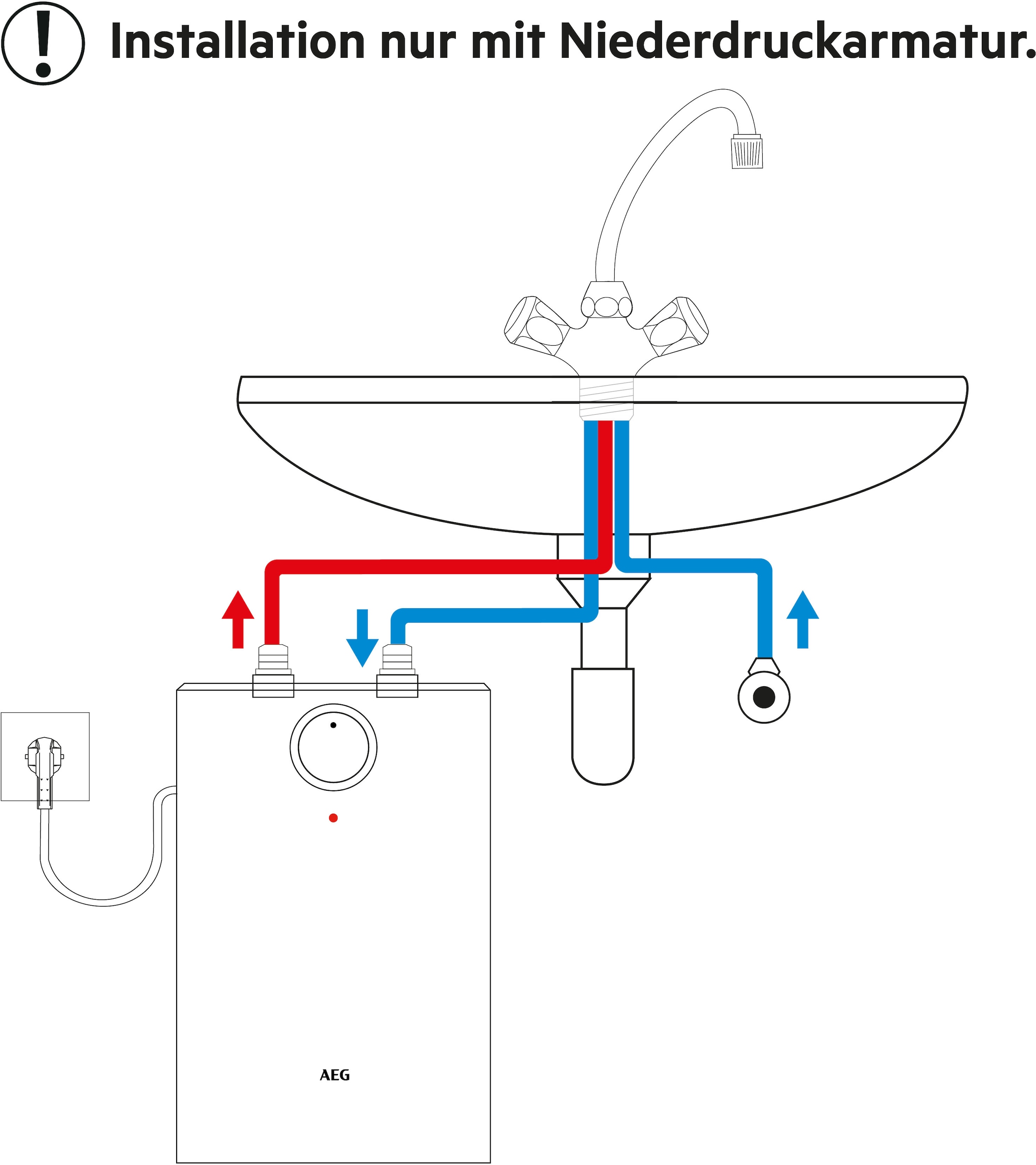 AEG Haustechnik Kleinspeicher »»Huz 5 Comfort« Untertischboiler 5 Lister« Niederdruck, mit Stecker, niedriger Standby-Verbrauch