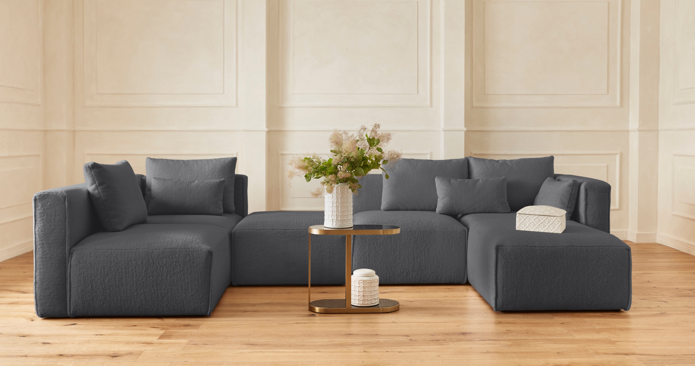 Home affaire Wohnlandschaft »Comfine U-Form« zusammengesetzt aus Modulen, i günstig online kaufen