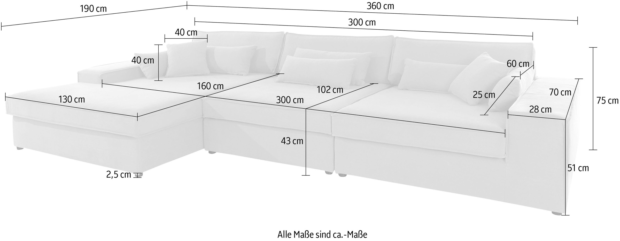RAUM.ID Ecksofa »Enid L-Form«, 3 Teile, bestehend aus Modulen, in vielen Bezügen, auch in Breitcord