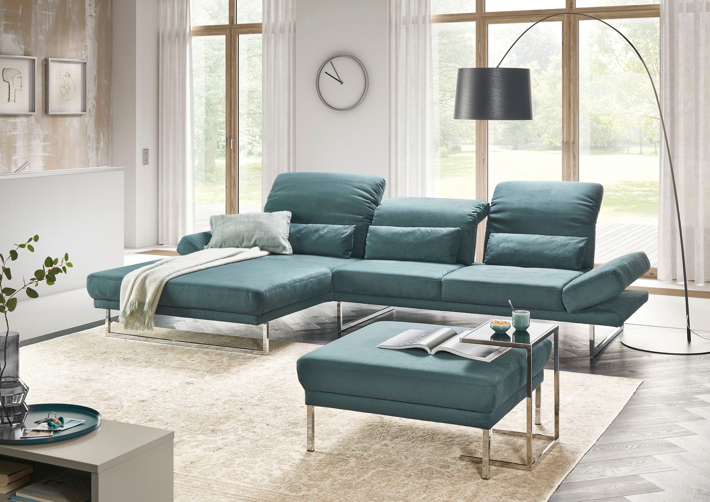 3C Candy Ecksofa »Mallow Designsofa mit Komfortfunktionen, modern und bequem, L-Form«, Verstellbare Armlehne und Kopfteil, manuelle Sitztiefenverstellung