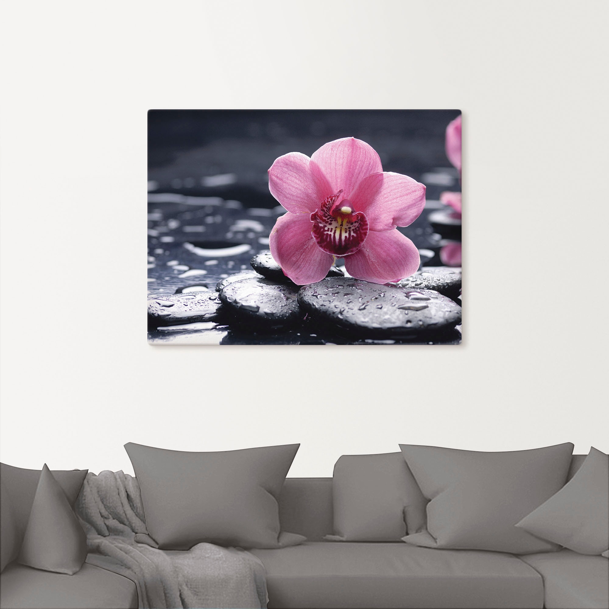 Artland Wandbild »Stillleben mit Kiesel und einer Orchidee«, Blumen, (1 St. günstig online kaufen