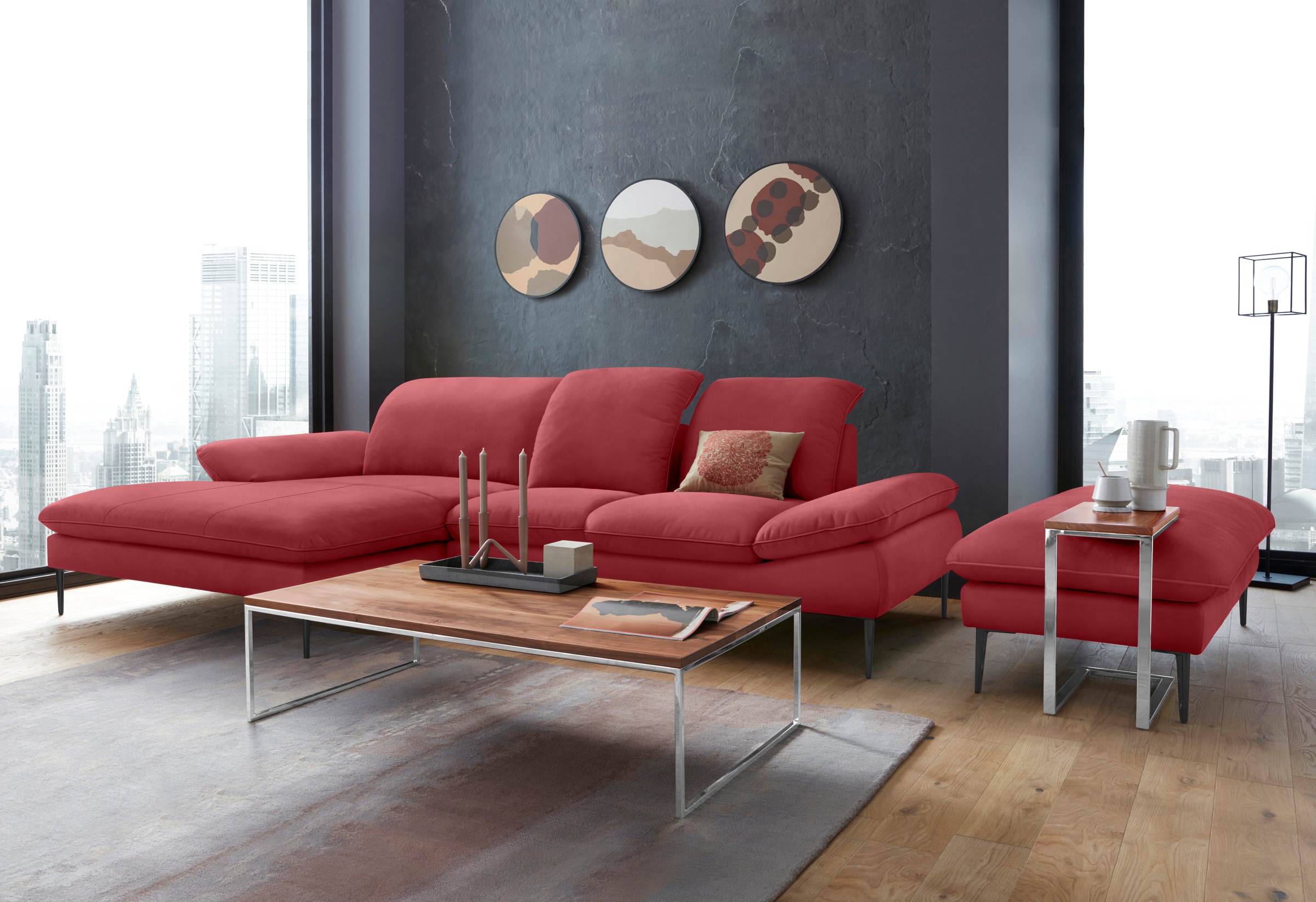W.SCHILLIG Ecksofa »enjoy&MORE, Designsofa, elegant und bequem, L-Form«, Sitztiefenverstellung, Füße schwarz pulverbeschichtet, Breite 310 cm