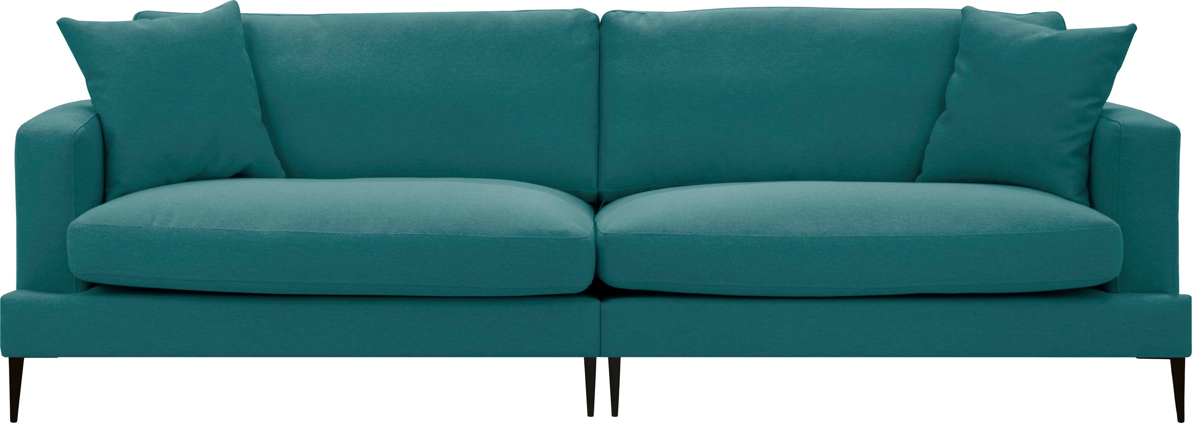 Leonique 3-Sitzer »Cozy elegantes Designsofa, Maße B/T/H: 211/97/80 cm«, mit losen Kissen und Metallbeinen