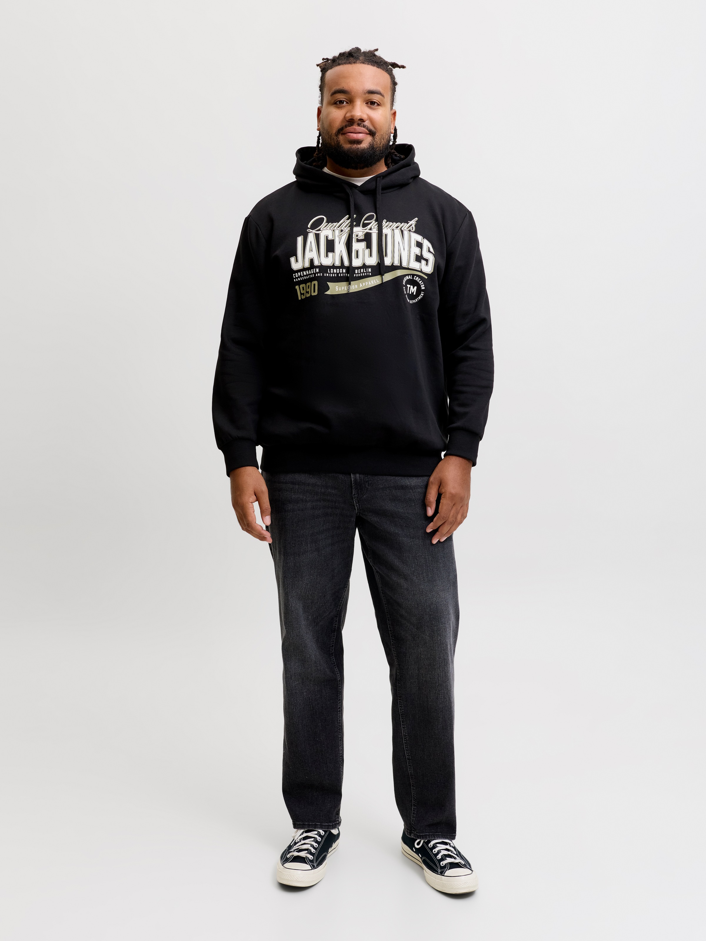 Jack & Jones PlusSize Kapuzensweatshirt »JJELOGO SWEAT HOOD 2 COL AW26 SN PLS«, Baumwollmischung, normal geschnitten
