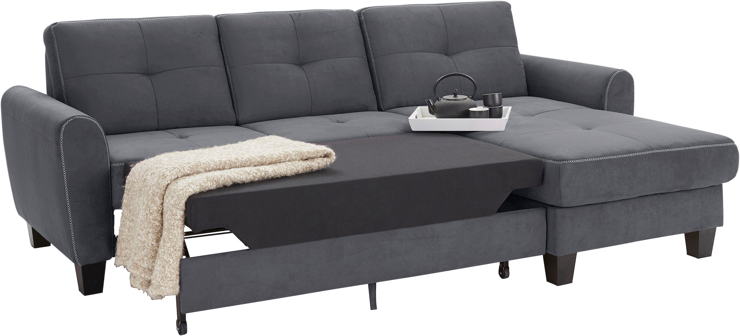 sit&more Ecksofa »Varese L-Form«, mit Federkern, wahlweise mit Bettfunktion und Stauraum