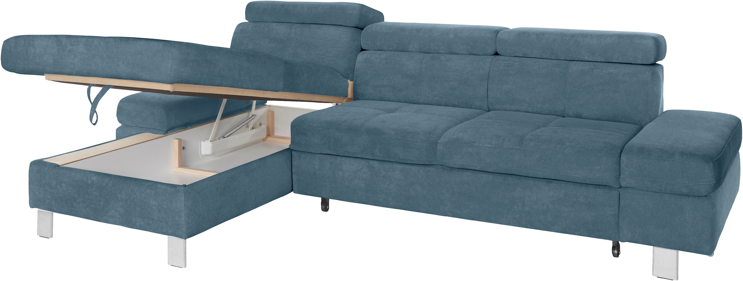 exxpo - sofa fashion Ecksofa »Fiji, hochwertige Detailverarbeitung im Sitz und Rücken, L-Form«, bequem durch Kopf- und Armteilverstellung, wahlweise mit Bettfunktion