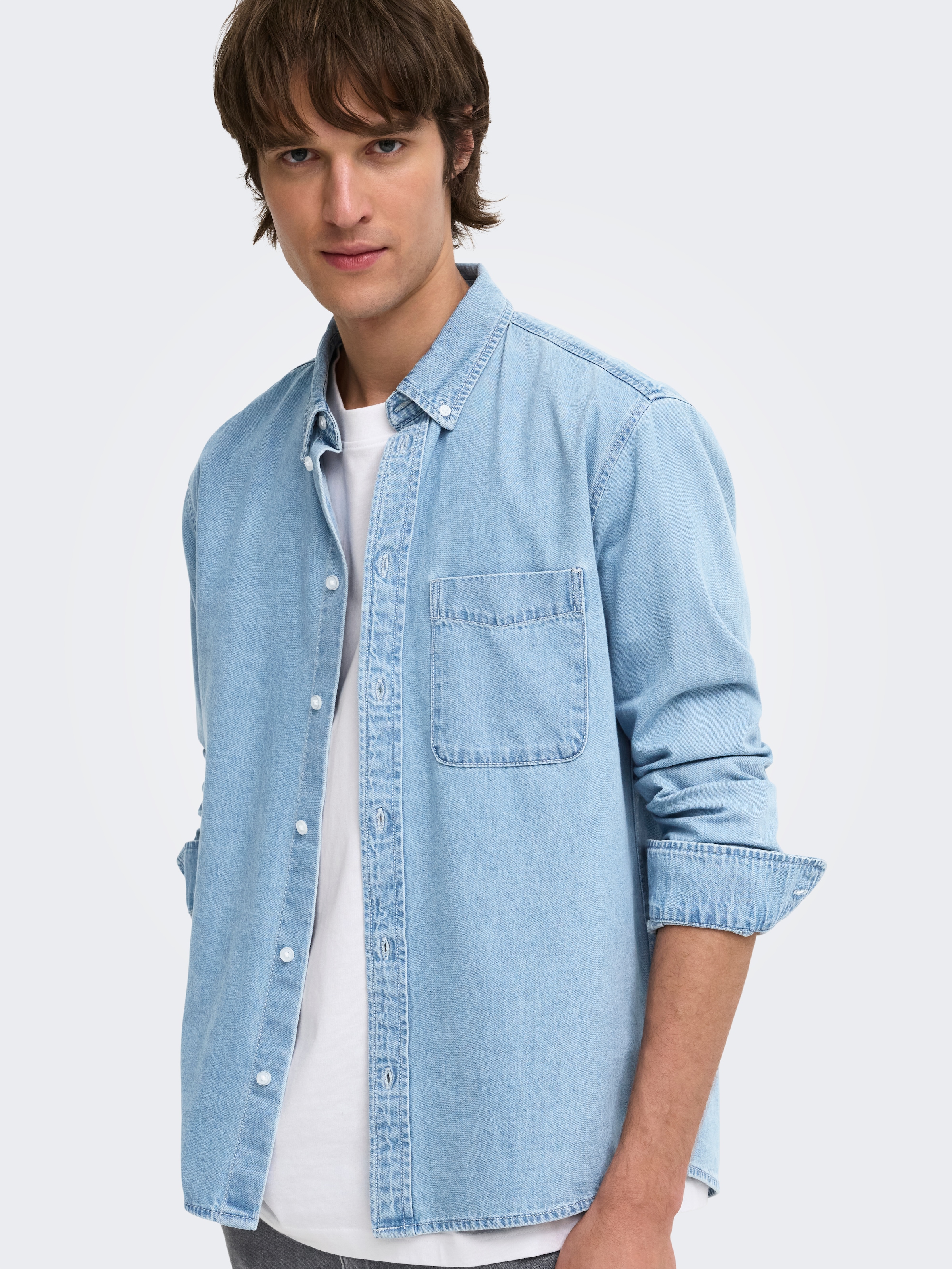 ONLY & SONS Jeanshemd »ONSORSON REGULAR YFM DNM SHIRT NOOS« Baumwolle, normal geschnitten