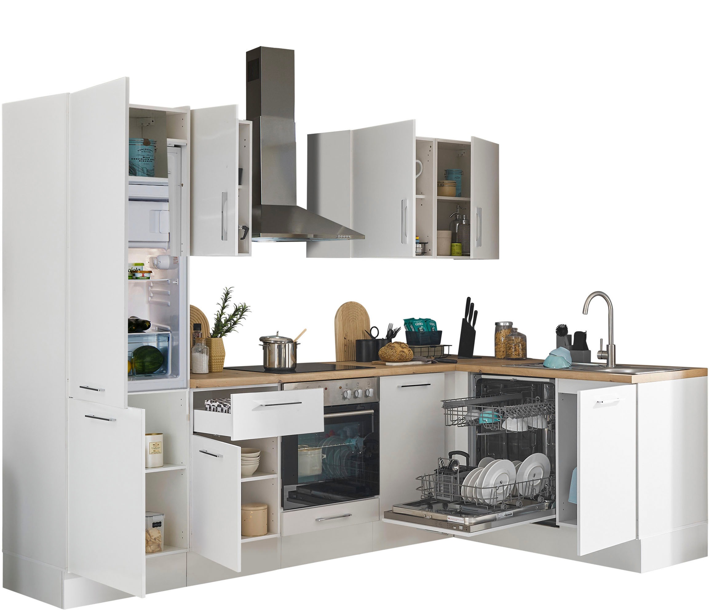 BASIC by Balculina Winkelküche »Turin«, Stellbreite 280x175 cm, wahlweise mit E-Geräten