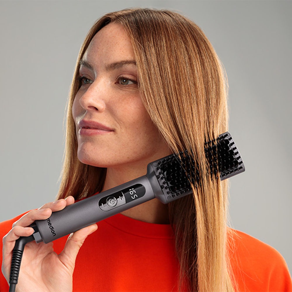 Medion® Glätteisen »Haarglättbürste HB1 (MD19859)«, Keramik-Turmalin, Keramik/Turmalin beschichtete Borsten, Ionen-Technologie