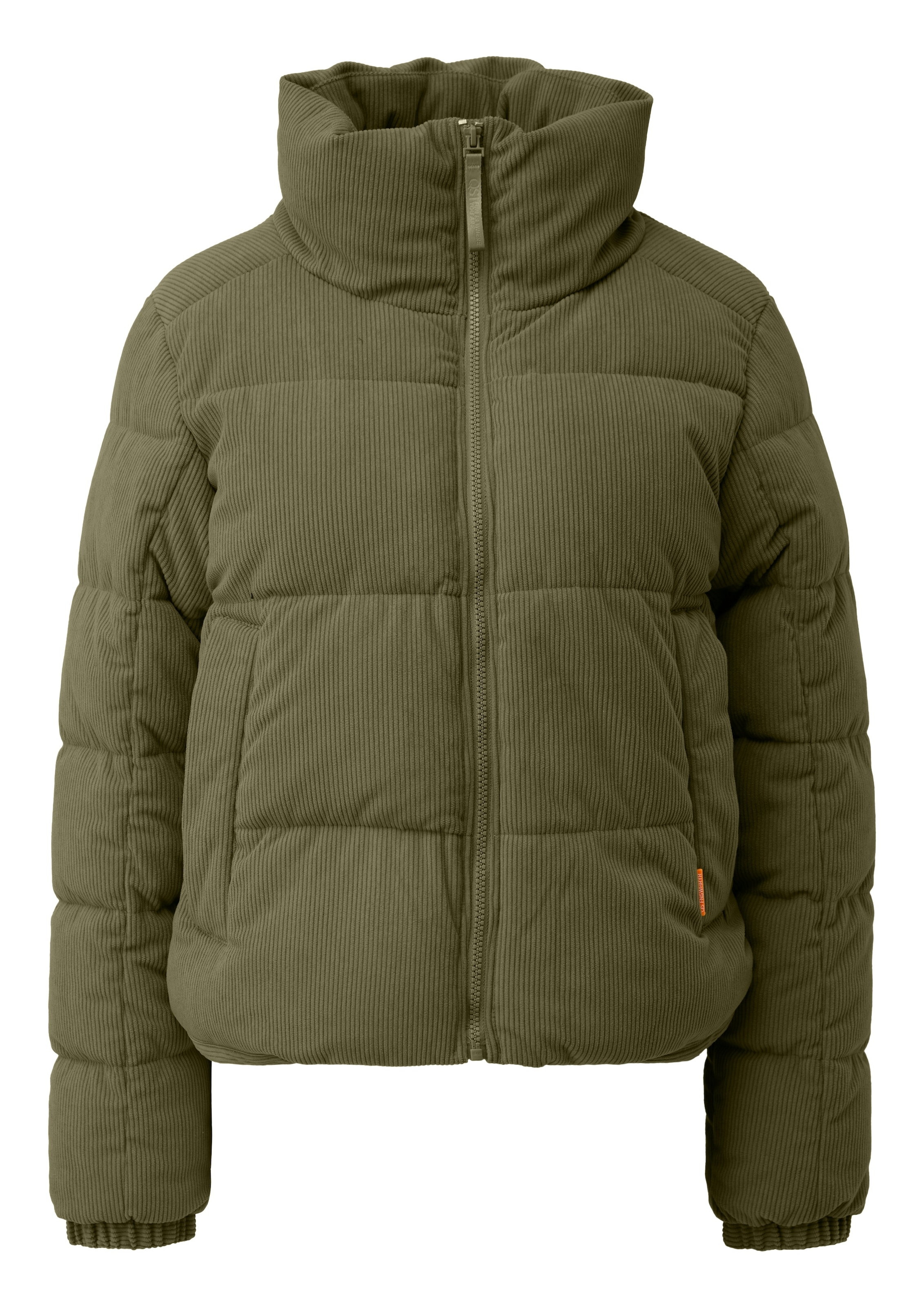 QS Steppjacke ohne Kapuze kurz, aus Cord und mit Stehkragen