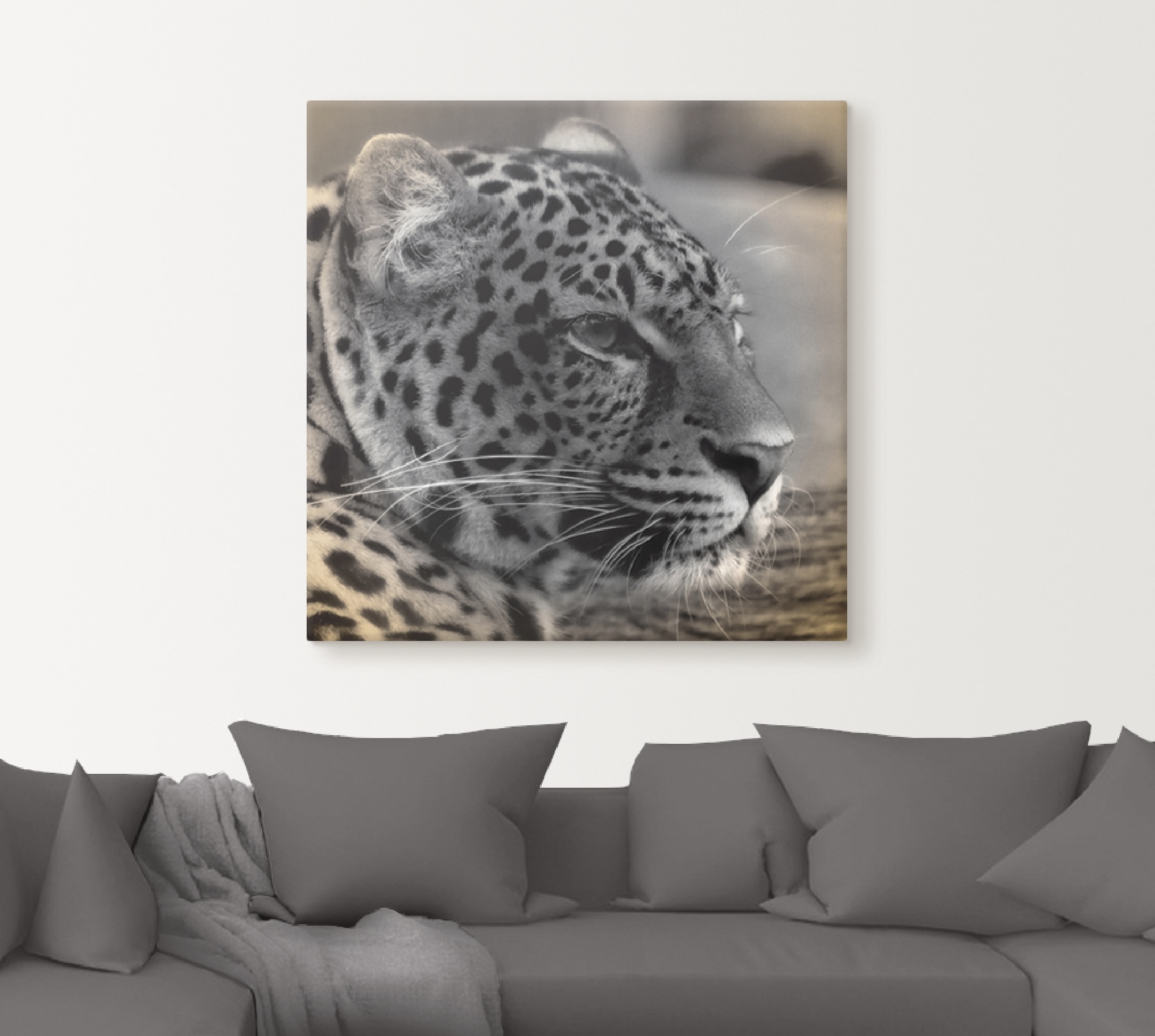 Artland Leinwandbild »Leopard Profil« Wildtiere 1 Stk. tlg. auf Holzrahmen gespannt