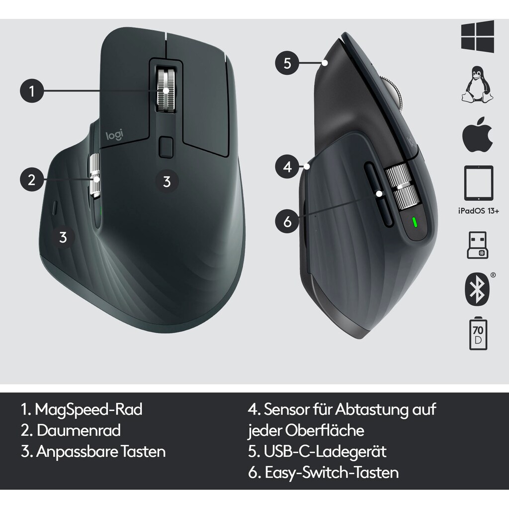 Logitech Maus »MX Master 3 Advanced«, Funk