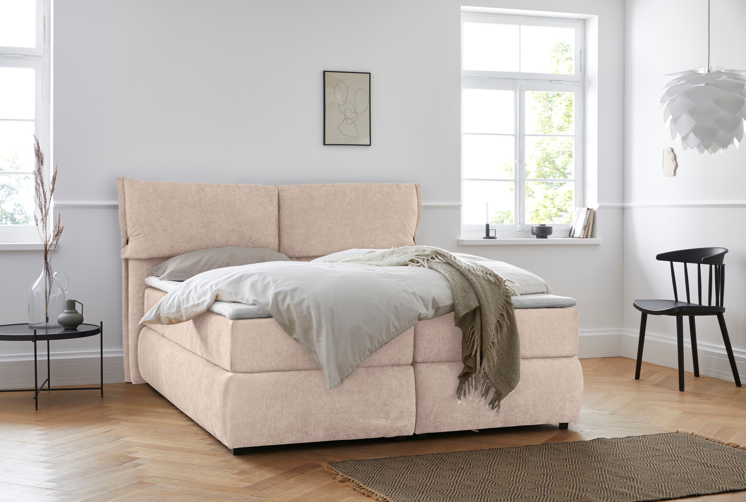 andas Boxspringbett "Jenson", in 4 Farben, 4 Breiten, 3 Matratzenarten in 2 günstig online kaufen