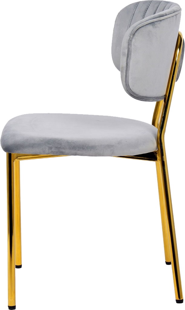 Kayoom Polsterstuhl »Stuhl Giselle 125 2er-Set, pflegeleichter Samtbezug«, (Set), 2 St., mit Armlehnen, goldenes Gestell aus Edelstahl, Samtbezug, Ziernähte