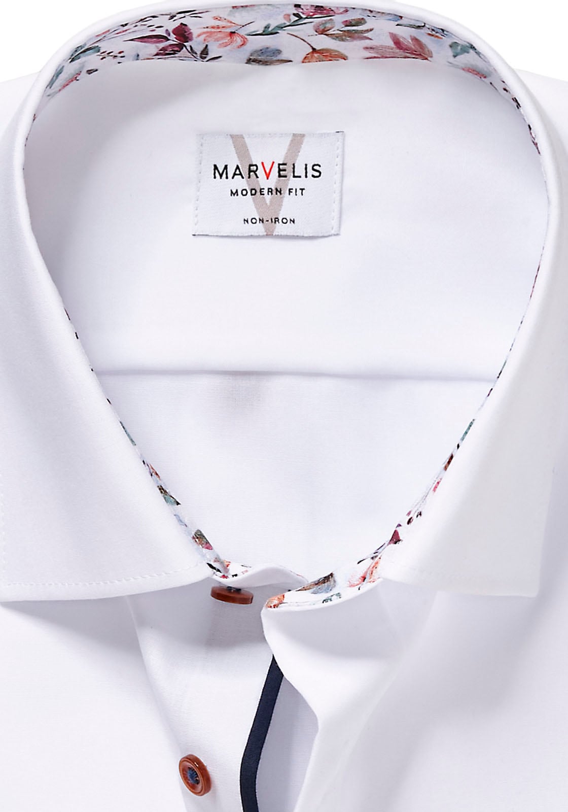 MARVELIS Langarmhemd mit New-Kentkragen, modern fit, bügelfrei