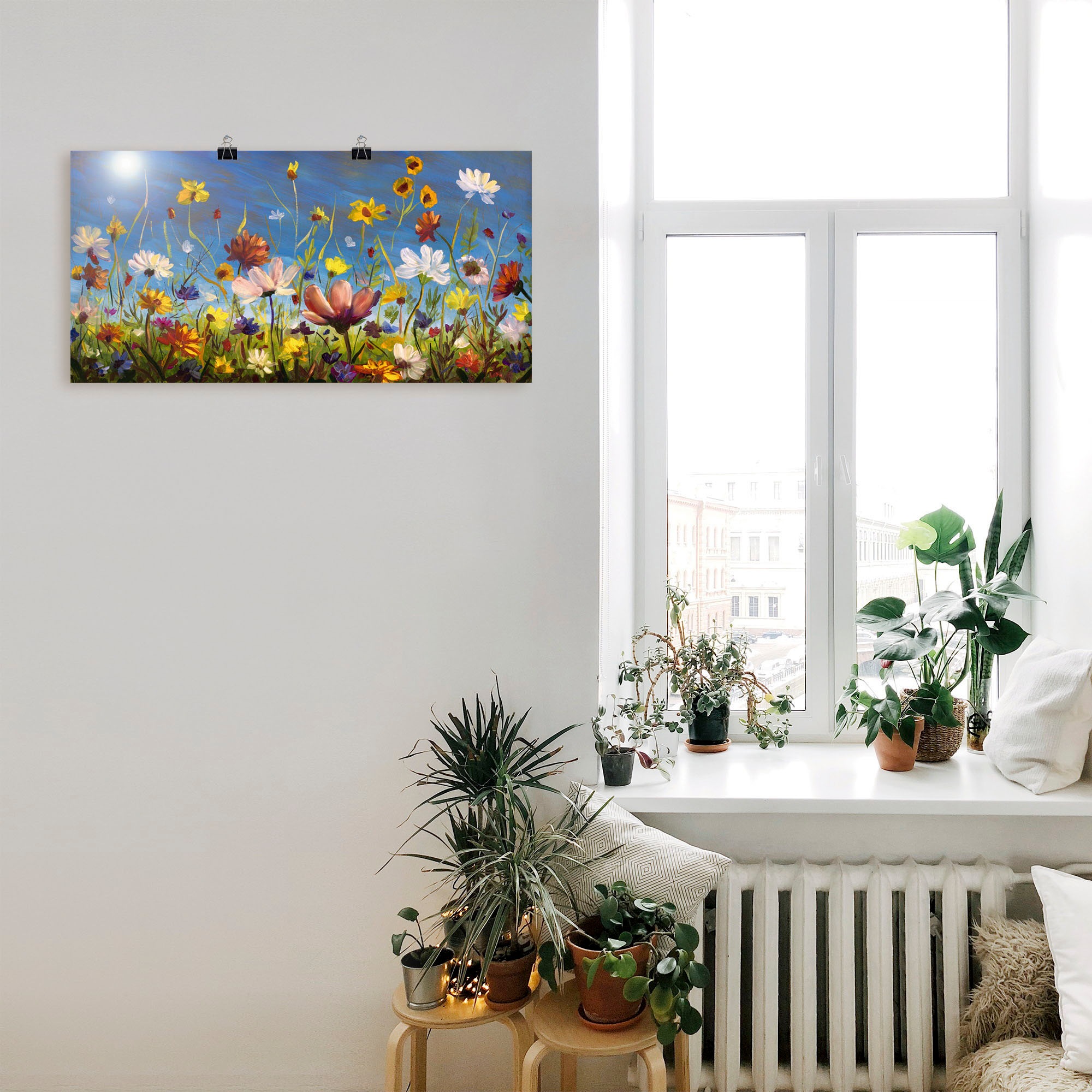 in Artland Wandaufkleber als online Leinwandbild, Wandbild versch. St.), Poster Alubild, Größen (1 blauer bestellen »Wildblumenwiese Himmel«, oder Blumenwiese,