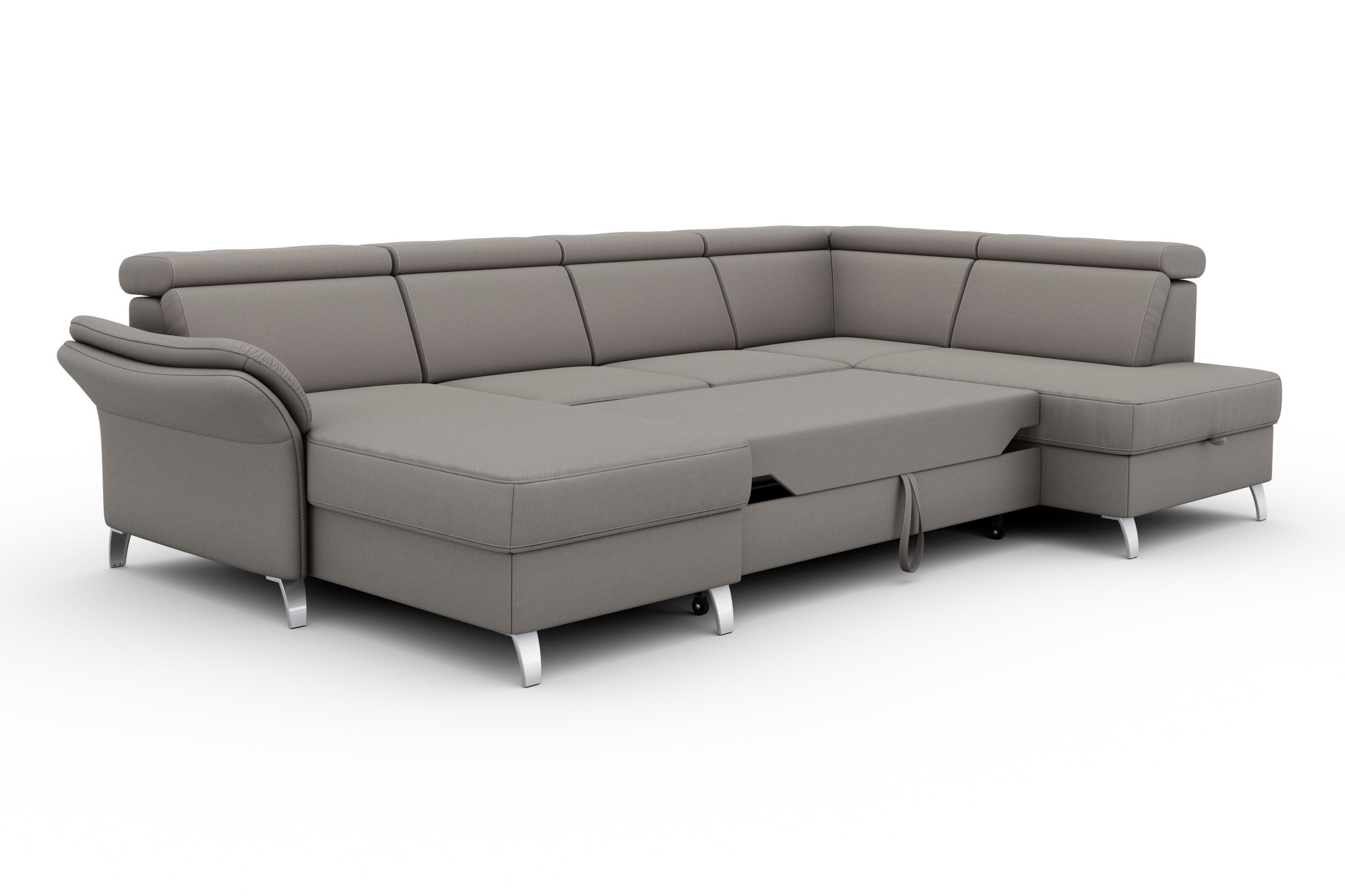sit&more Wohnlandschaft »Vincenzo U-Form«, inklusive Kopfteilverstellung, wahlweise mit Bettfunktion, Bettkasten