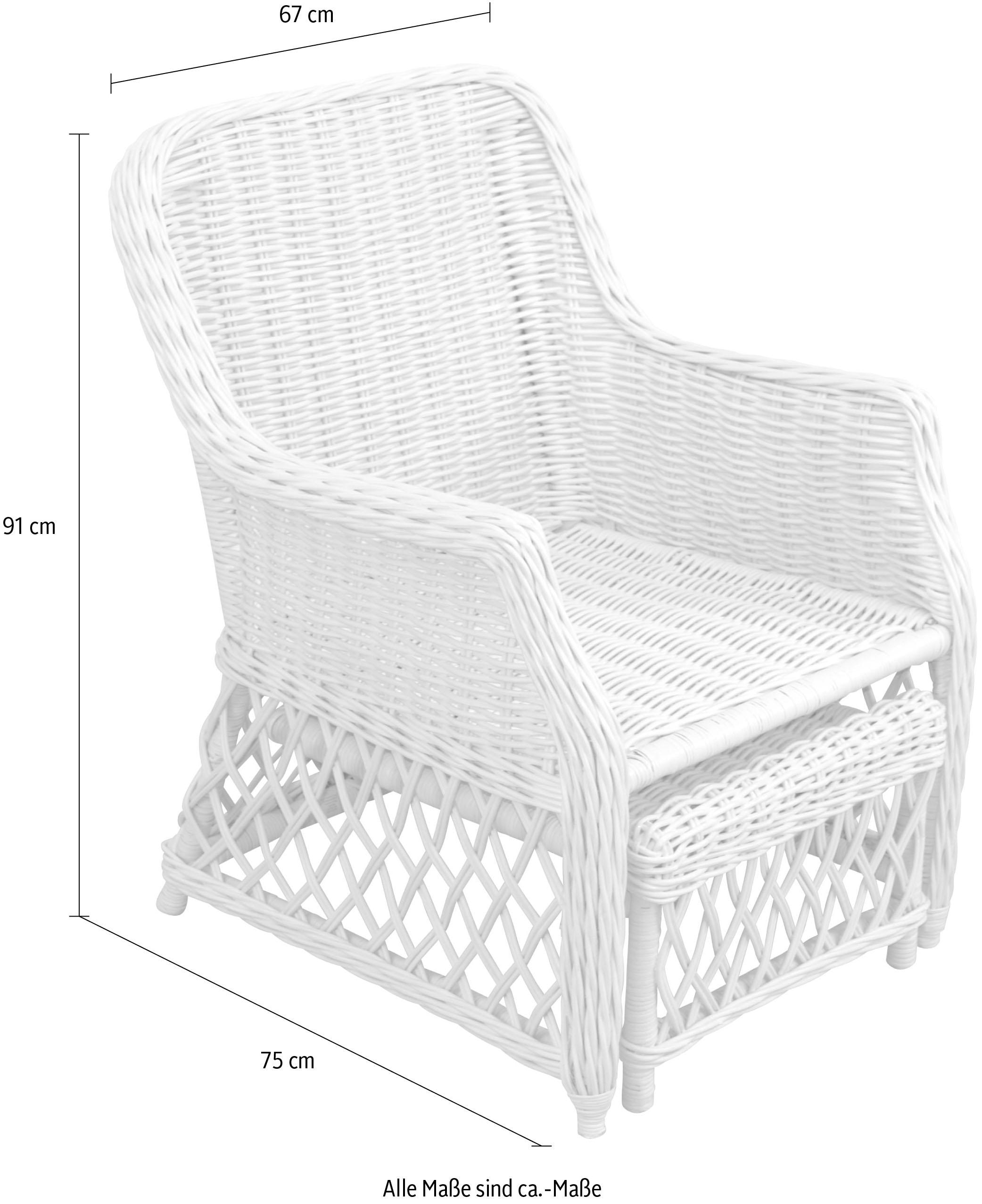 Home affaire Rattanstuhl, Handarbeit, Maße (B/T/H): (67/75/91)