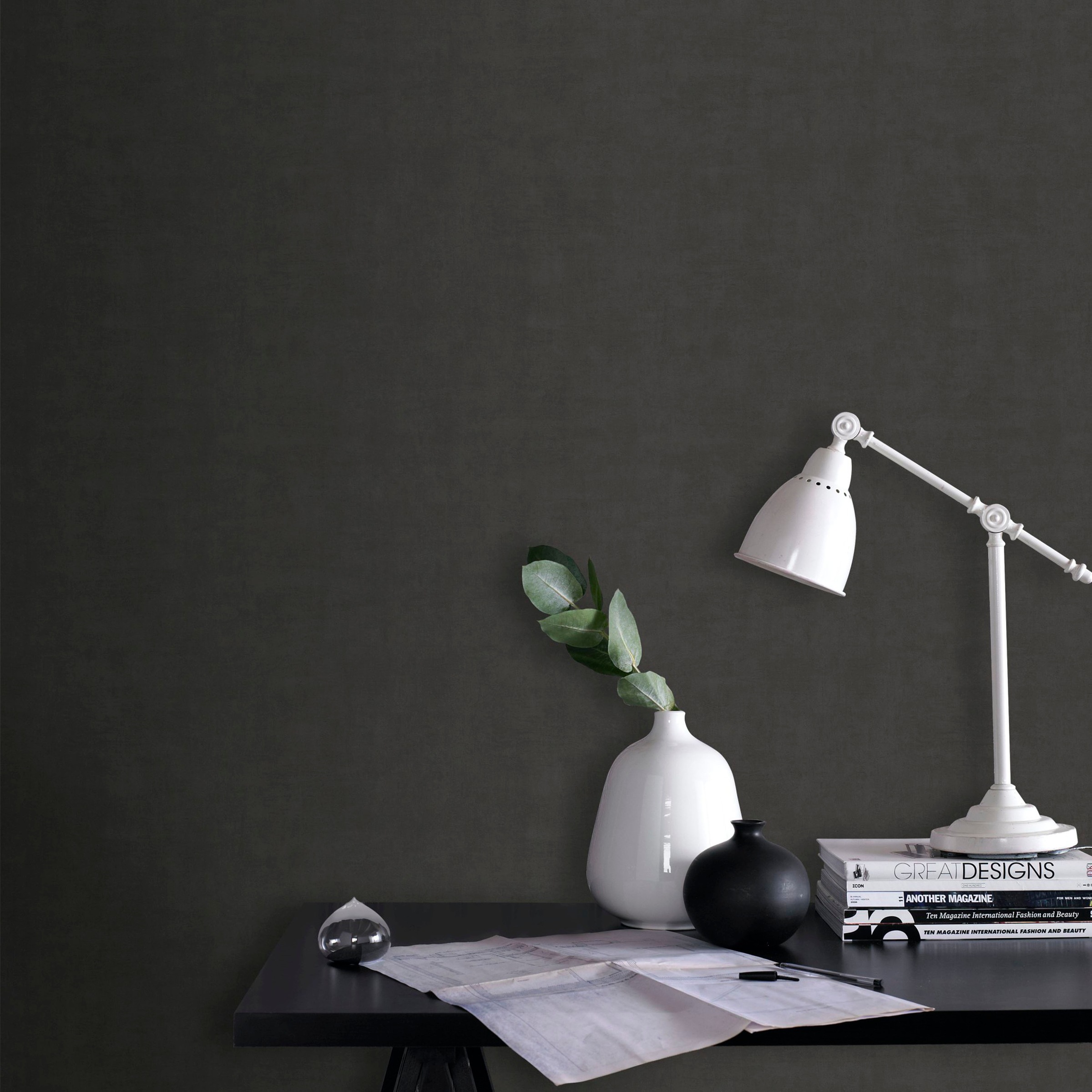 WOW Vliestapete »Beton Uni« Steinoptik geprägt Antrazhit - 10m x 52cm günstig online kaufen