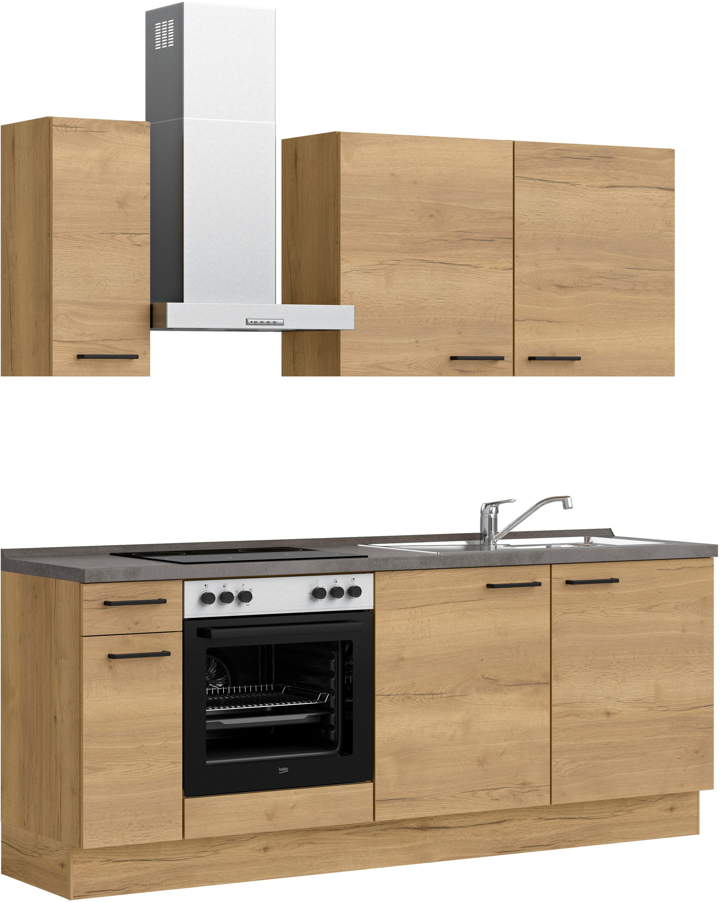 nobilia® Küchenzeile »"Structura I"«, vormontiert, Ausrichtung wählbar, Breite 210 cm, wahlw. mit E-Geräten