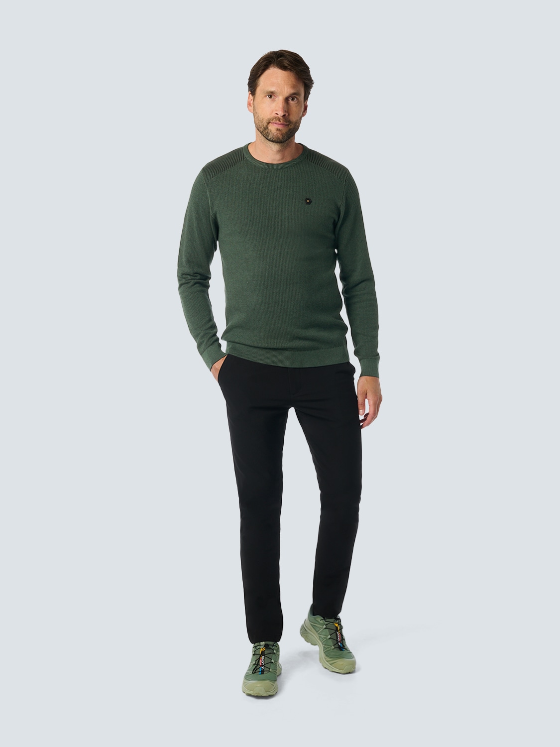 NO EXCESS Rundhalspullover »No Excess Rundhalspullover mit Raffinierter Zwei-Farben-Jacquard«