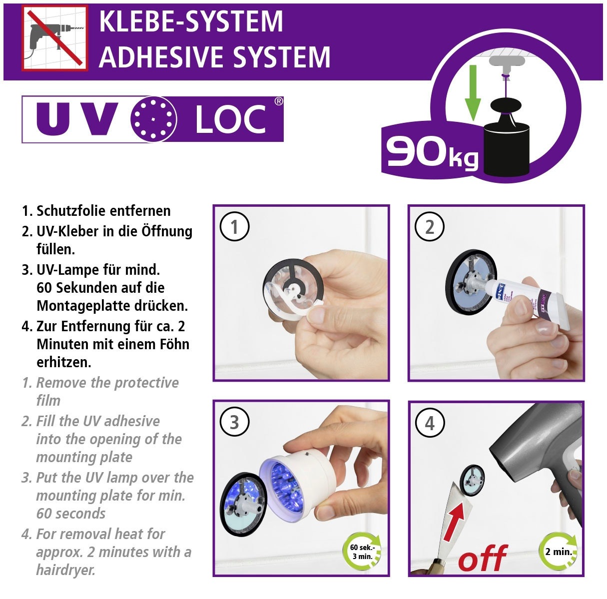 WENKO Doppelhaken »UV-Loc® Udine« ohne Bohren