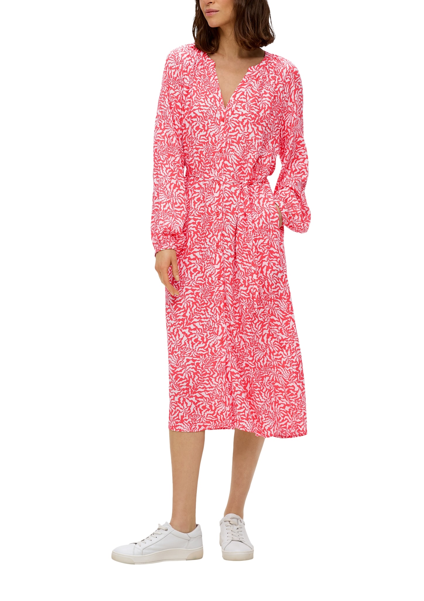s.Oliver Midikleid, mit Allover-Druck und Tunikakragen