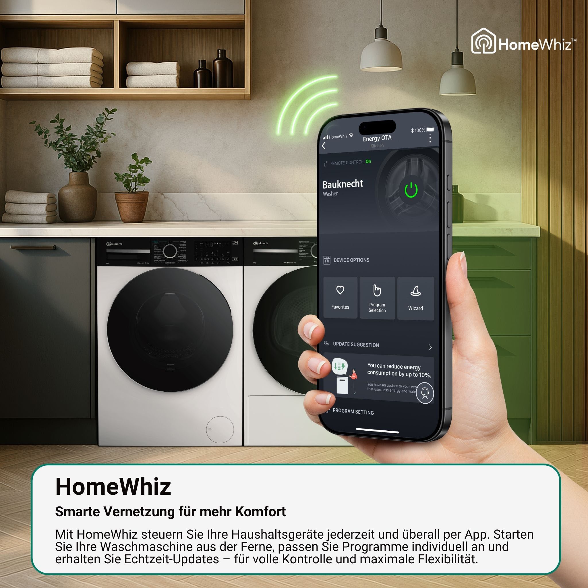 BAUKNECHT Waschmaschine Toplader »TBK Super Eco 7A BW« 7 kg 1200 U/min HomeWhiz – smarte Vernetzung für mehr Komfort