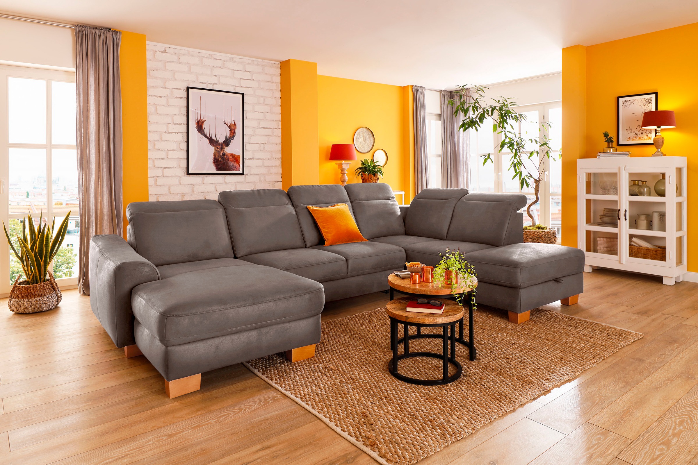 Home affaire Wohnlandschaft »Dundee U-Form« wahlweise mit Kopfteilverstellu günstig online kaufen