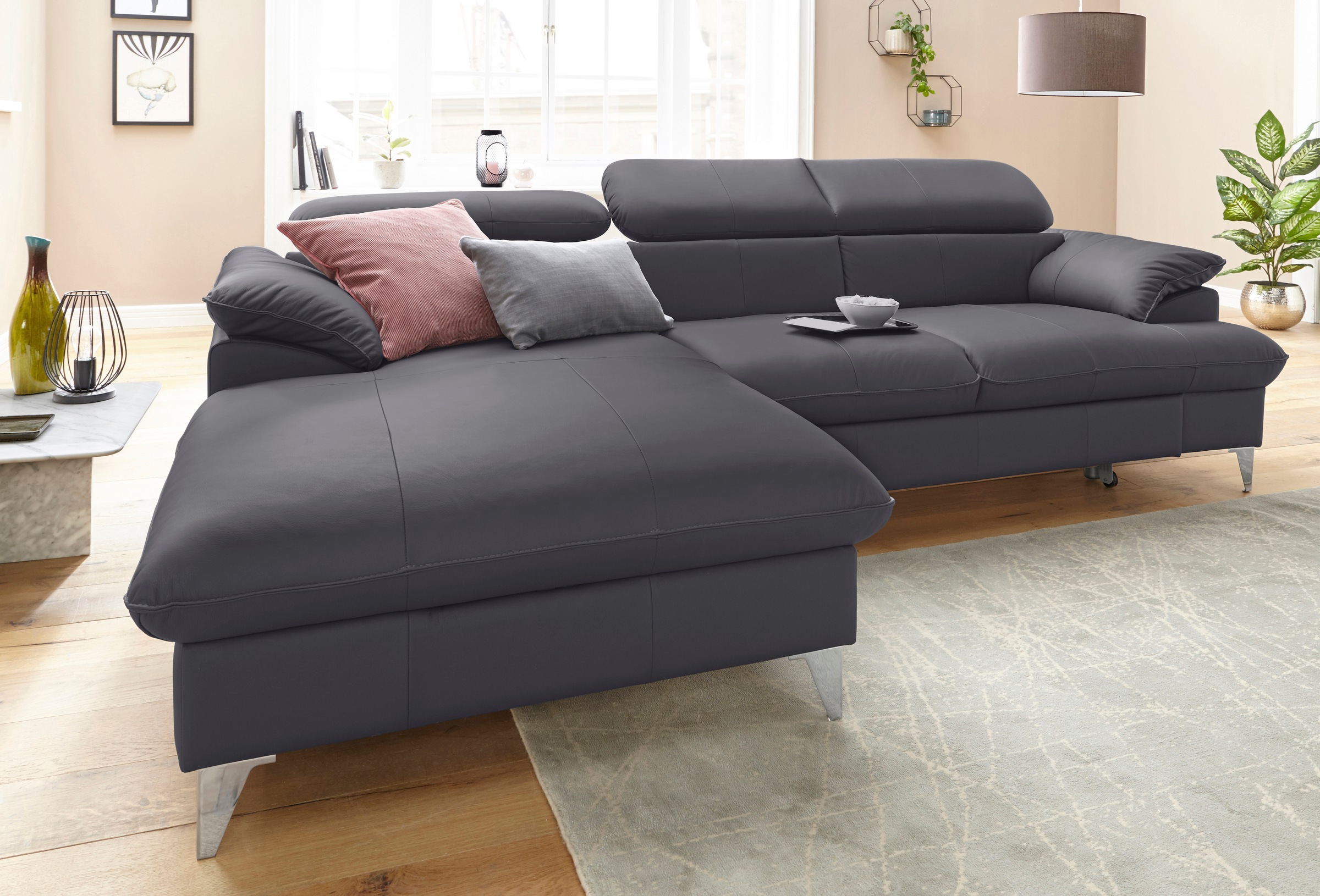 COTTA Ecksofa »Caluso L-Form«, inklusive Kopfteilverstellung, wahlweise mit Bettfunktion